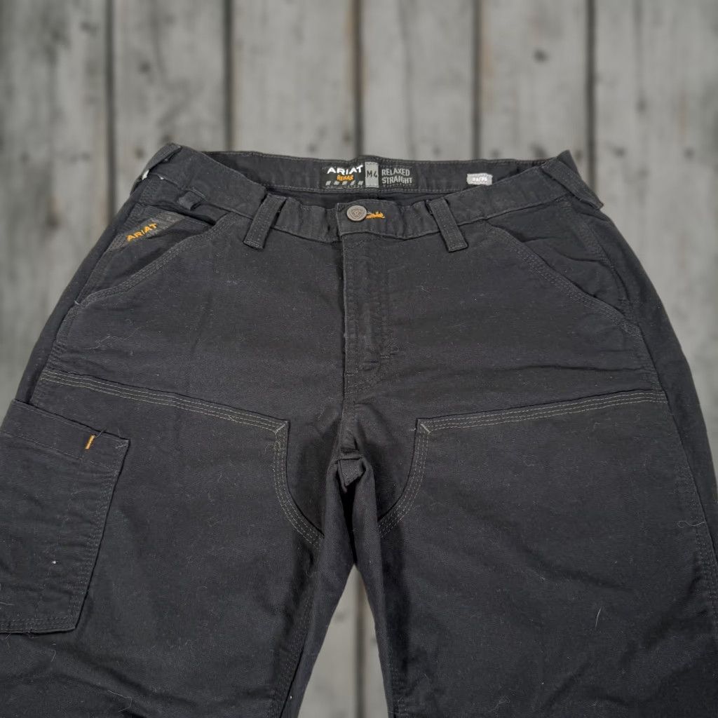Ariat Ariat Rebar M4 Relaxed Straight Work Carpenter Pants 33x30 Black Mens/Regular Size with Cargo Pockets, Canvas, Zip Fly, Stretch, Utility Size US 33 - 1 Thumbnail