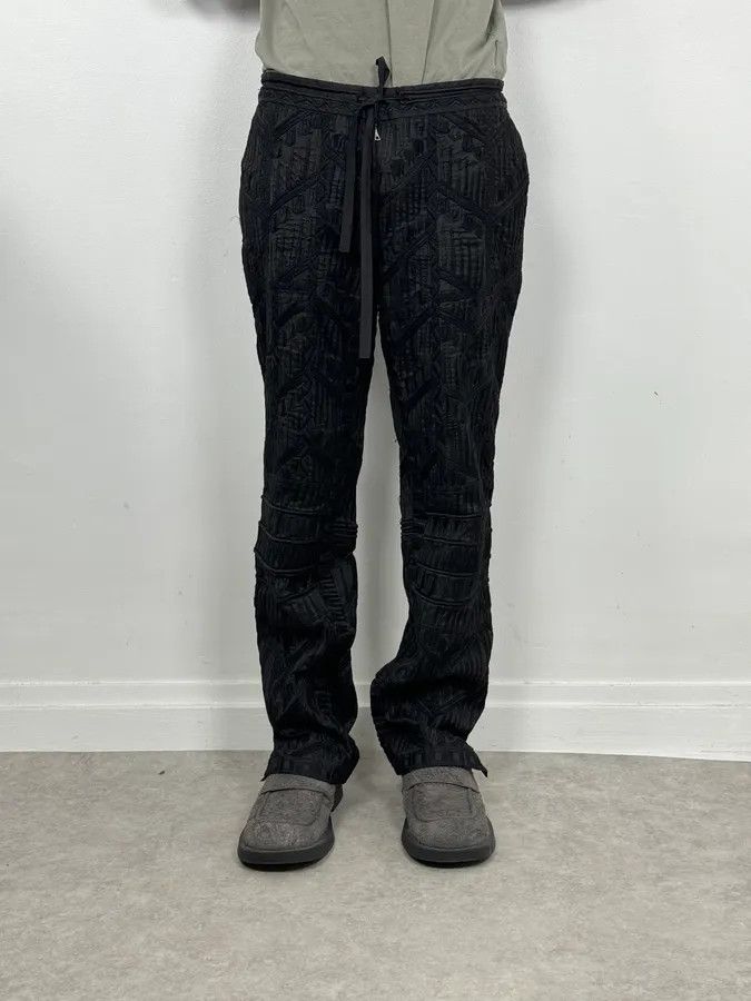 Dries Van Noten Dries Van Noten Black Relief Abstract Pants Size US 32 / EU 48 - 2 Thumbnail