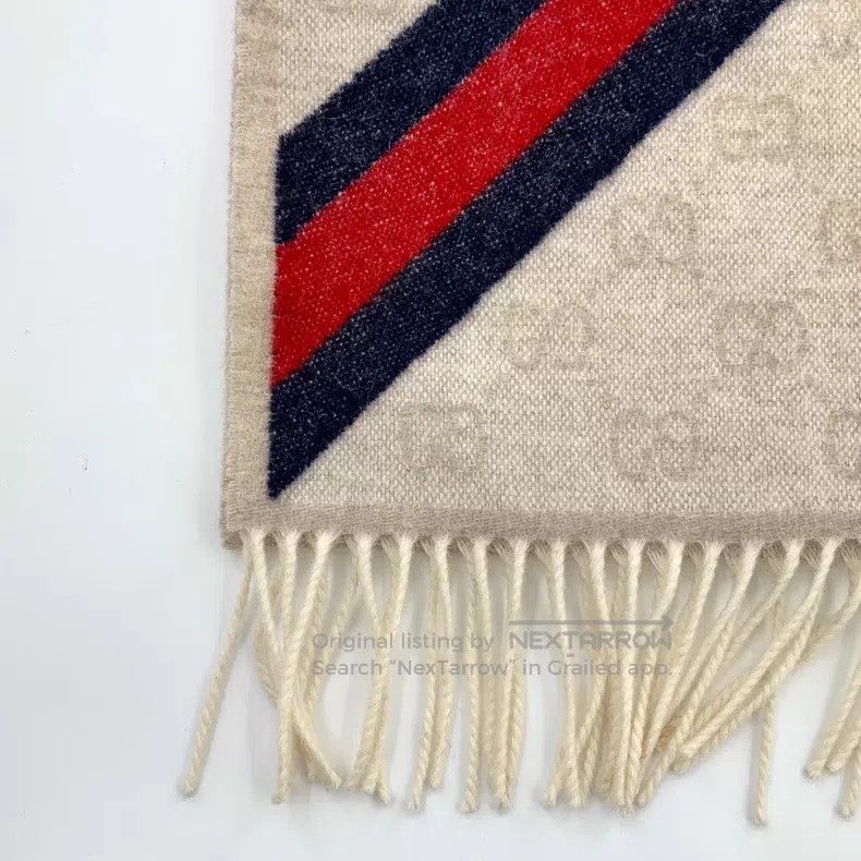 Gucci Gucci Colour-blocked striped logo jacquard full-print wool Size ONE SIZE - 4 Thumbnail