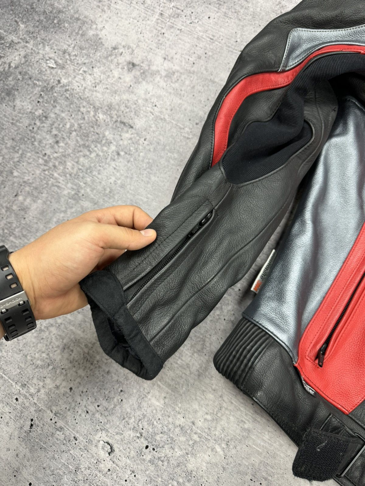 Genuine Leather × Vintage Vintage IXS Y2K Leather Reflective Racing Moto Bomber Jacket Size US M / EU 48-50 / 2 - 12 Thumbnail