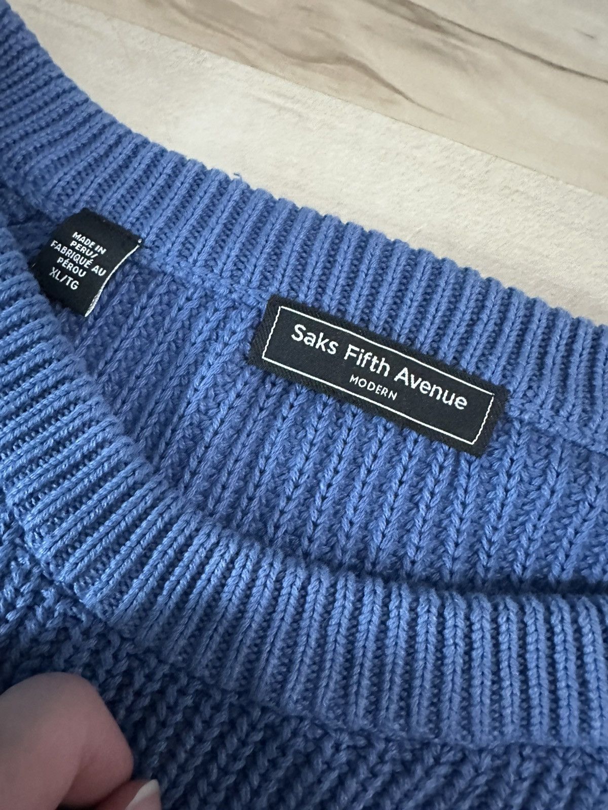 Saks Fifth Avenue Saks Fifth Avenue Blue Sweater Size US XL / EU 56 / 4 - 2 Thumbnail
