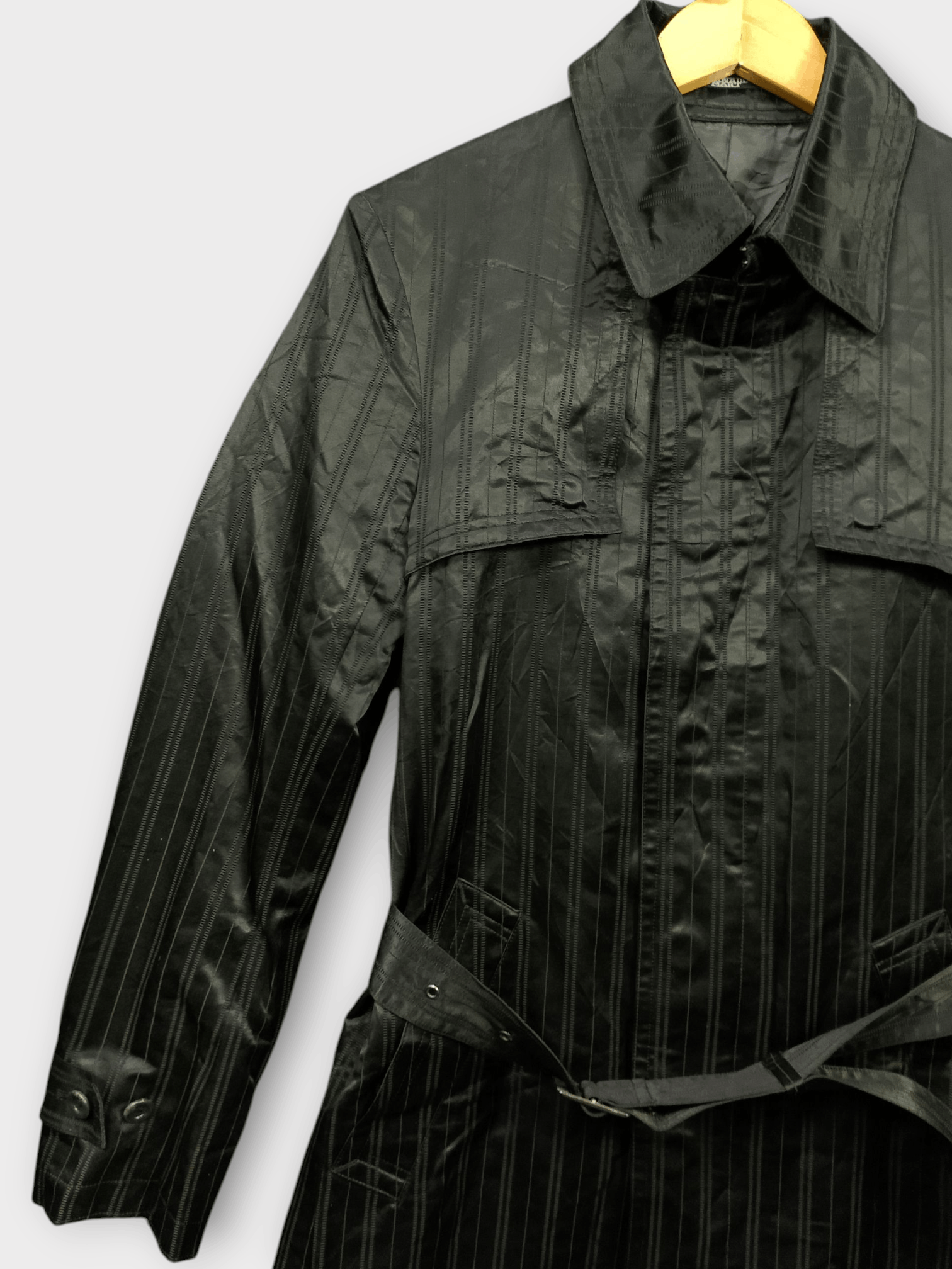 Tornado Mart Tornado Mart Black Pinstripe Belted Jacket Japan Size US L / EU 52-54 / 3 - 5 Thumbnail