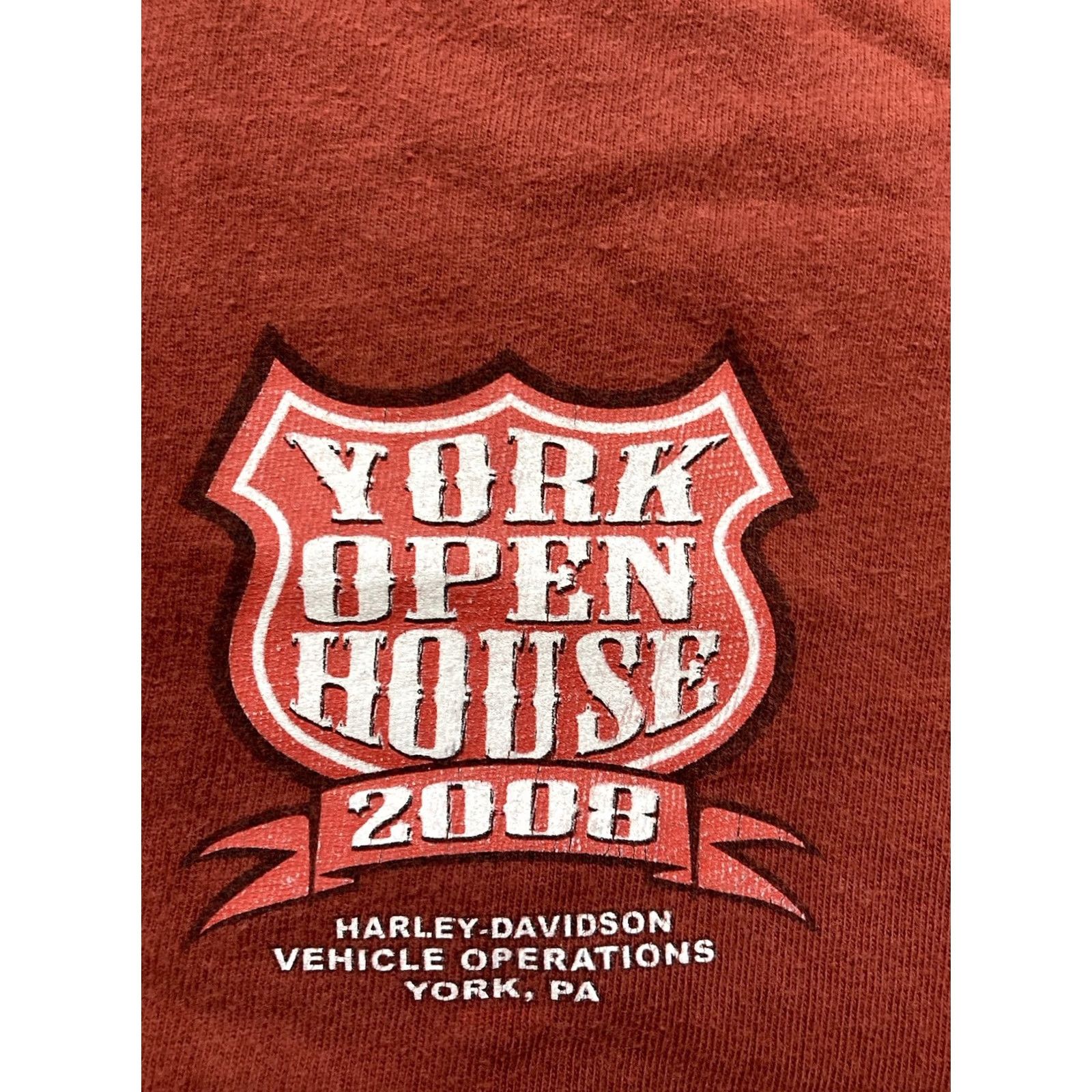 Harley Davidson Harley Davidson T-shirt Men XL Red York Pennsylvania 2008 Graphic Short Sleeve Size US XL / EU 56 / 4 - 4 Thumbnail