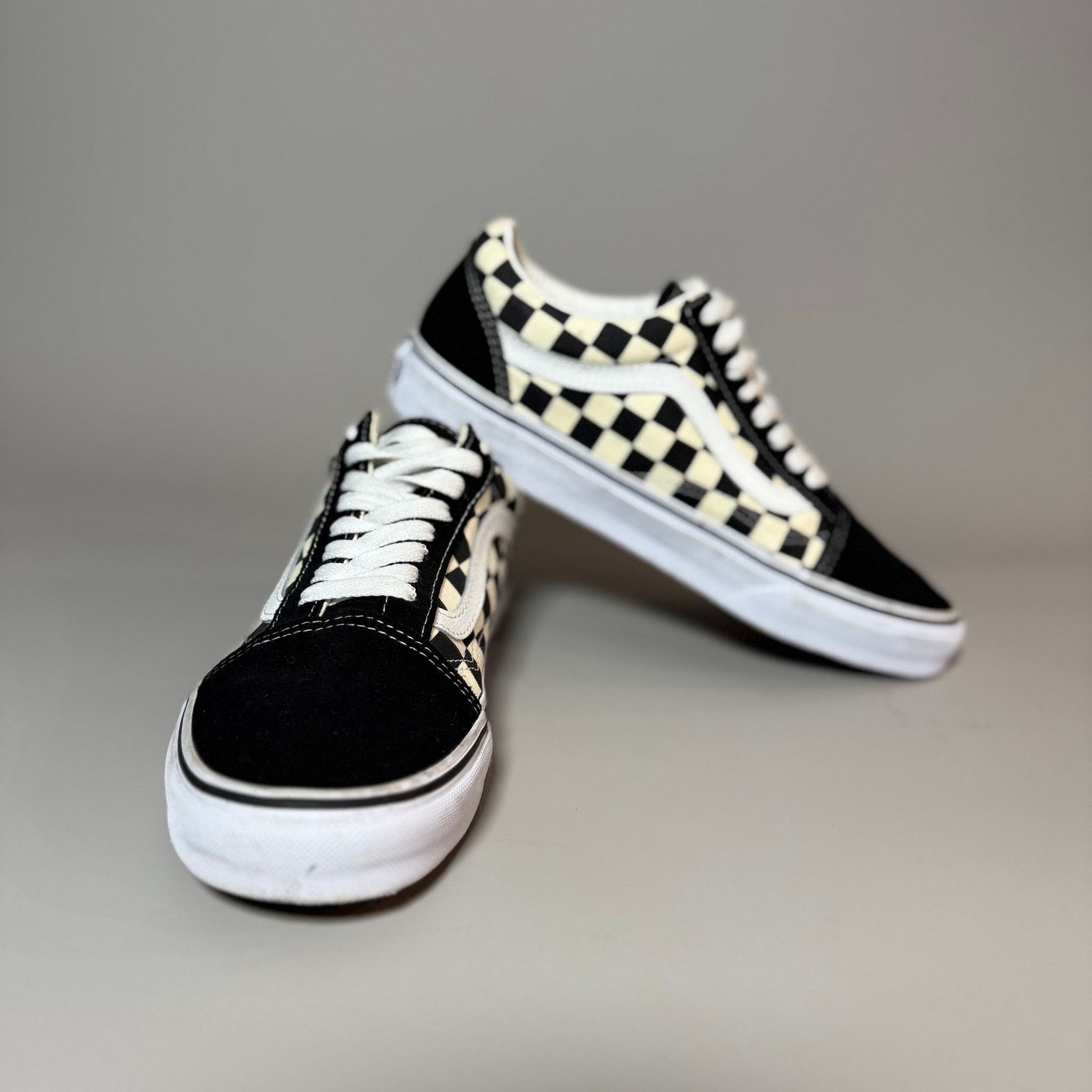 Vans Vans Old Skool Checkerboard Skate Shoe - Black / White Size US 6.5 / EU 39-40 - 3 Thumbnail