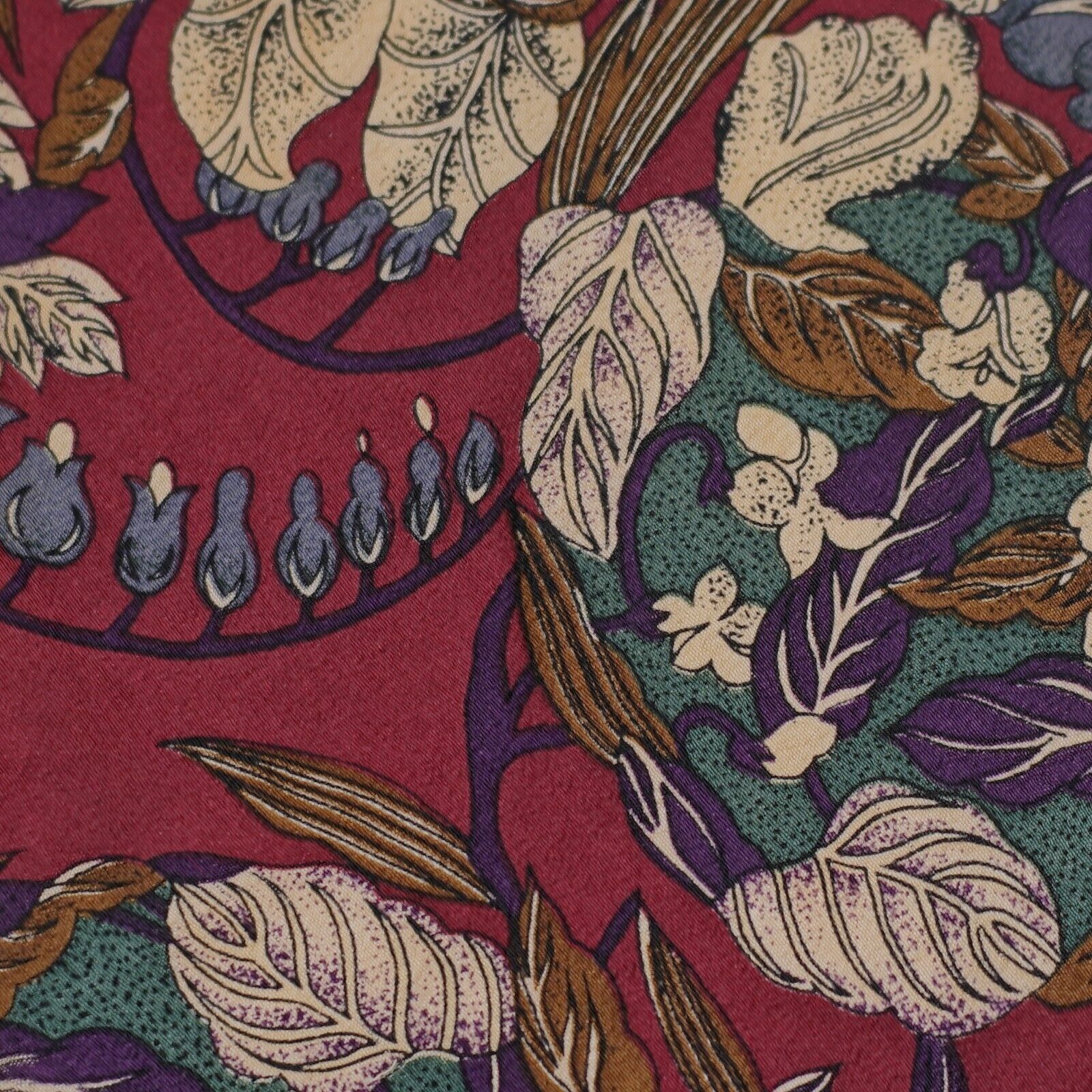 Designer Cellini Collection Floral Print Red Short Wide Silk Tie Size ONE SIZE - 2 Thumbnail