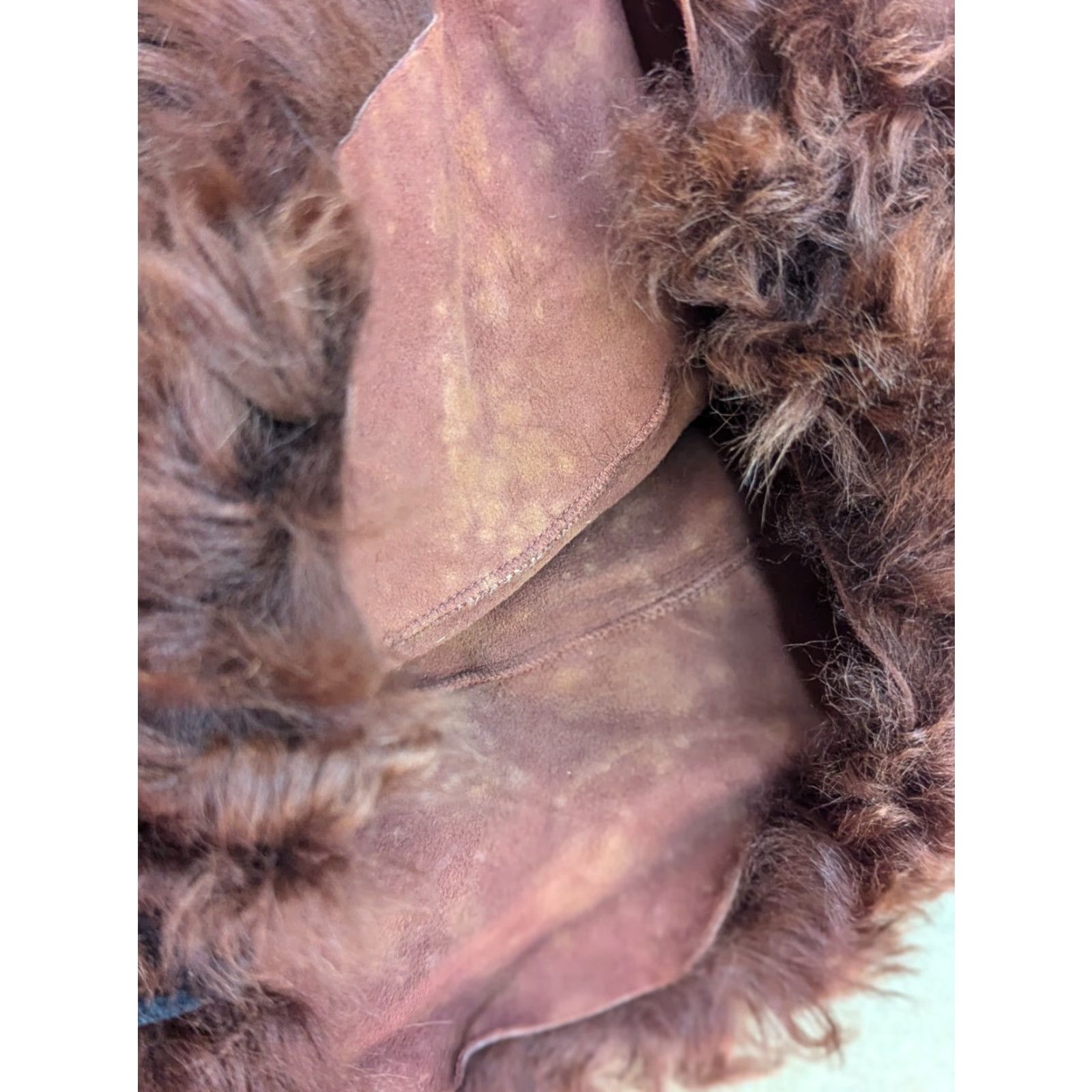 Vintage CALA JADE Beanie Hat One Size Lamb Sheering Leather Brown Fur Womens Size ONE SIZE - 6 Thumbnail