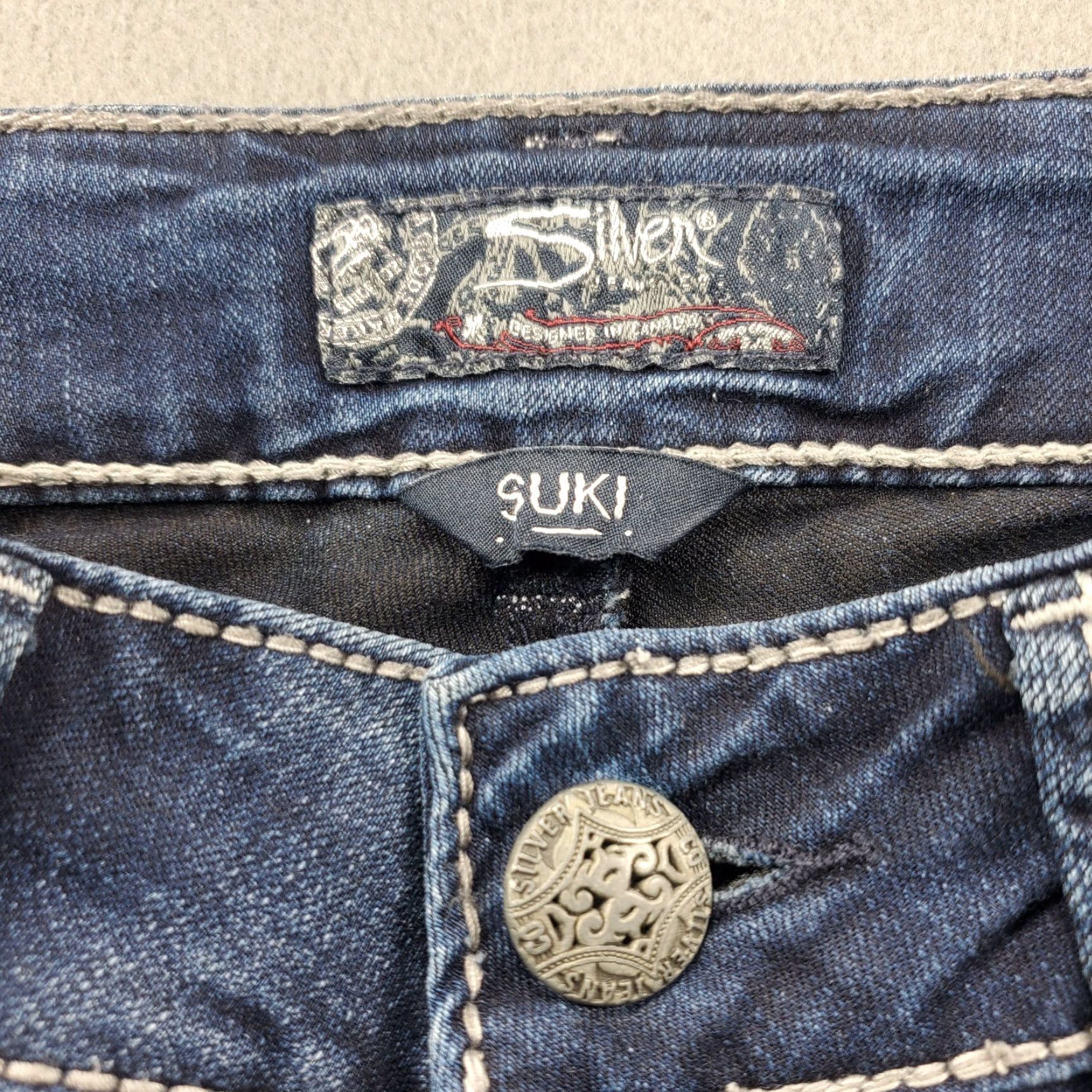 Silver Jeans Co. Silver Suki Straight Leg Jeans Womens 27W 24Inseam Thick Stitch Embroidered Size 27" / US 4 / IT 40 - 7 Thumbnail