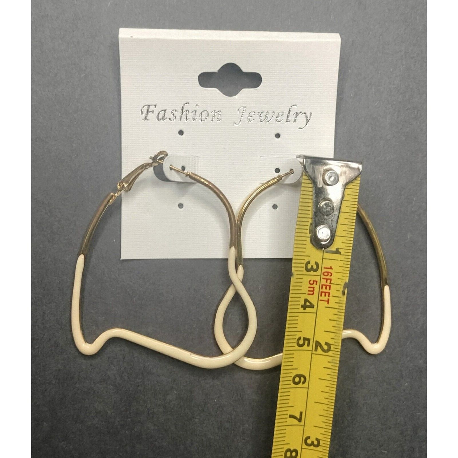 Other Hoop Earrings Fashion Jewelry Eggshell White Asymmetrical He Size ONE SIZE - 7 Thumbnail