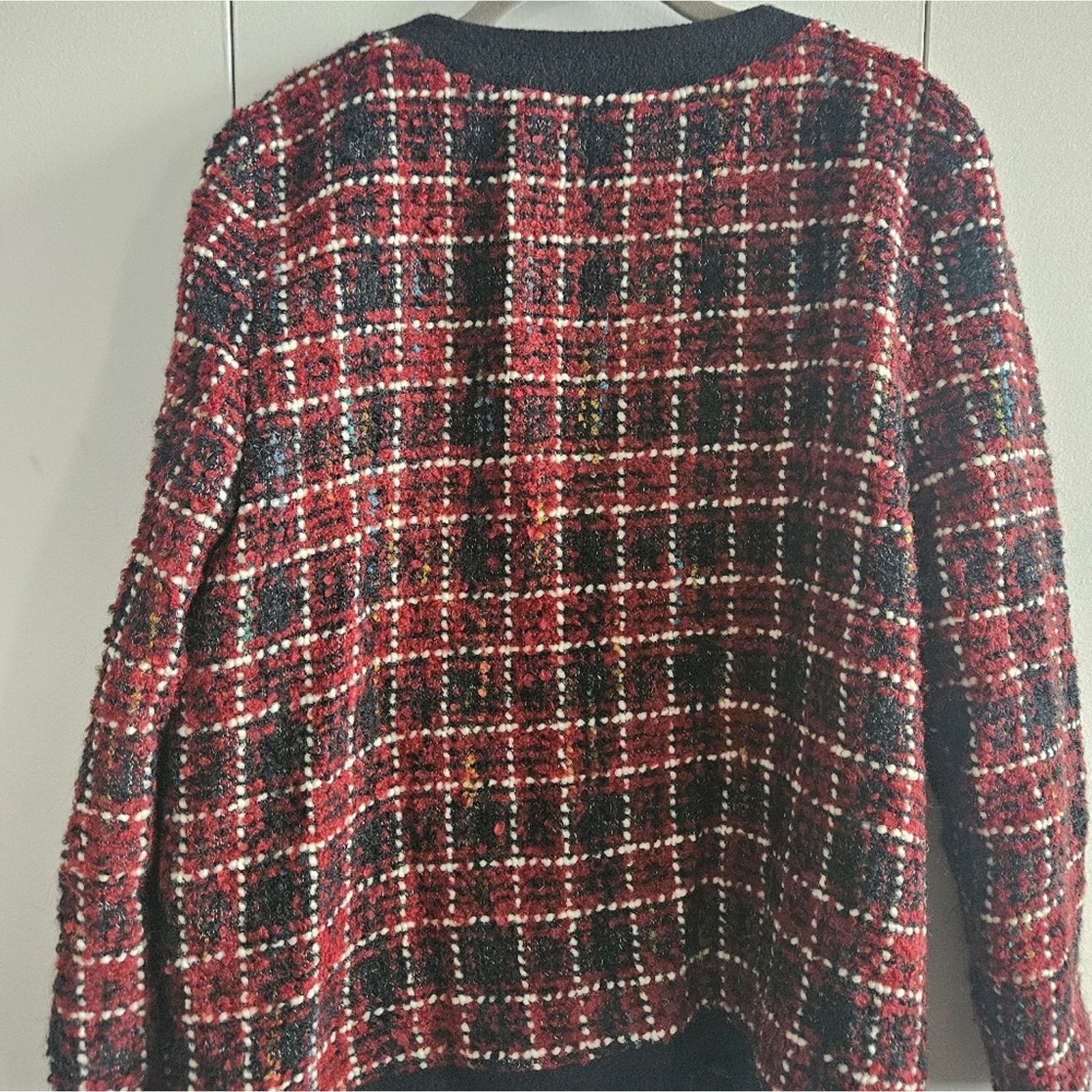 Anine Bing Lydia Cherry Plaid Wool Jacket Size M 🍒