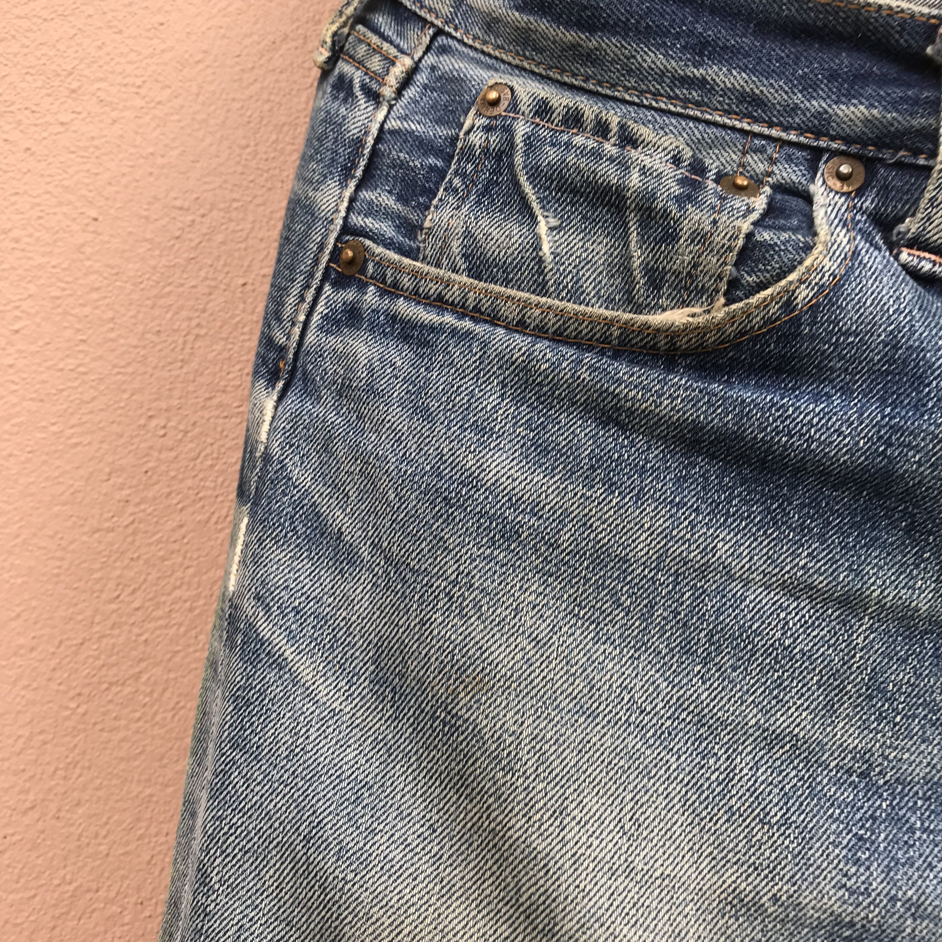 Denime Denime Selvedge Jeans Distressed Ripped Workwear Size US 30 / EU 46 - 6 Thumbnail