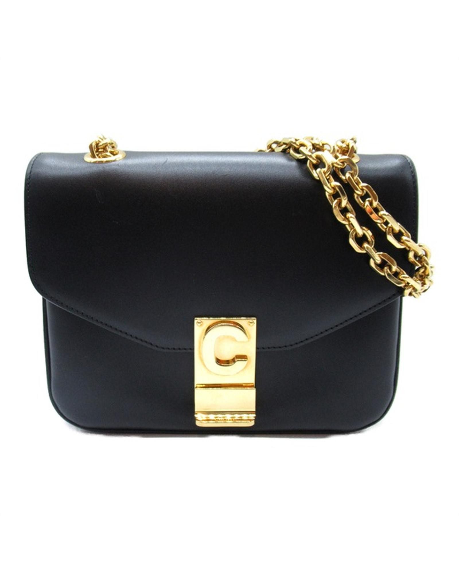 image of Celine Small Leather C Bag In Black, Women's