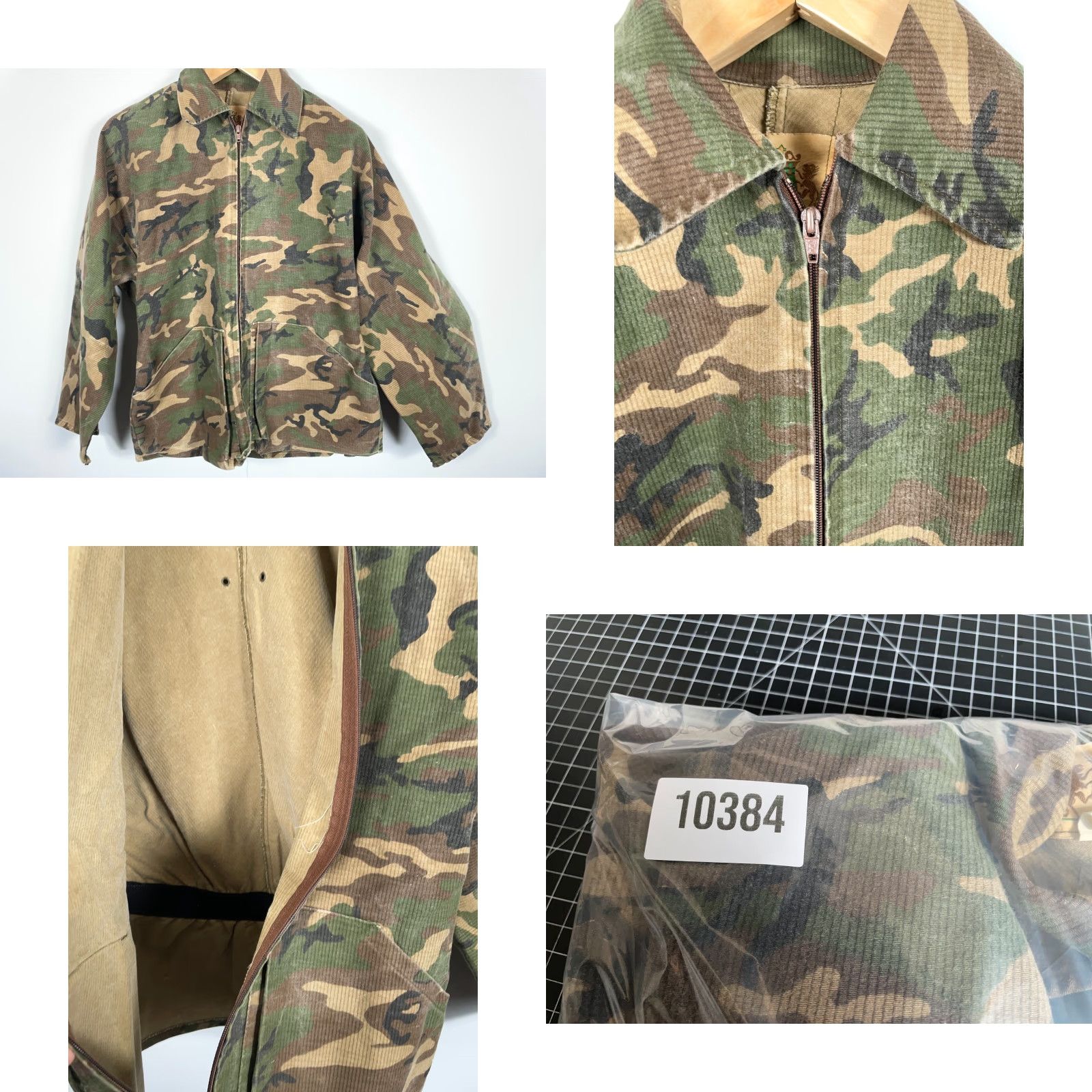 IDEA VINTAGE Ideal Camouflage Jacket Men's Large Green Cotton Blend USA Made Full Zip Unlined Military Style 80s 90s Retro Size US L / EU 52-54 / 3 - 9 Thumbnail