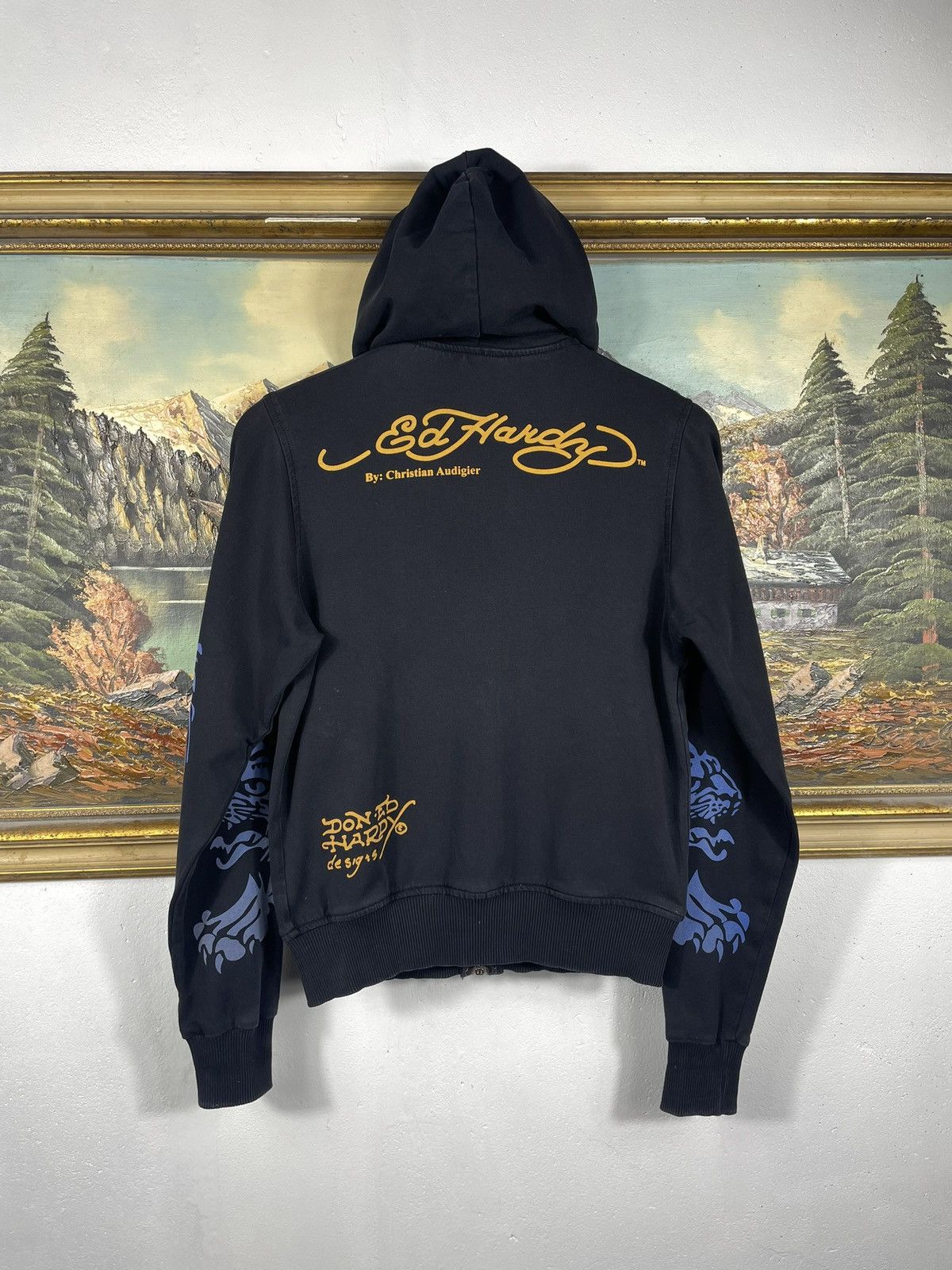 Christian Audigier × Ed Hardy × Vintage Ed Hardy Retro 00s Hoodie With Crystals Affliction Grunge Size S / US 4 / IT 40 - 5 Thumbnail