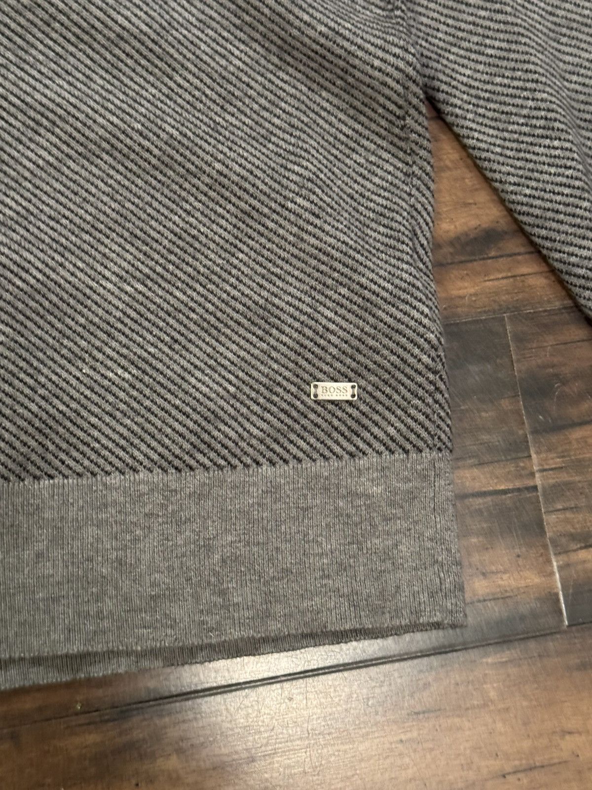 Hugo Boss Grey Hugo Boss Slim Fit Cotton Wool Sweater Size US L / EU 52-54 / 3 - 3 Thumbnail