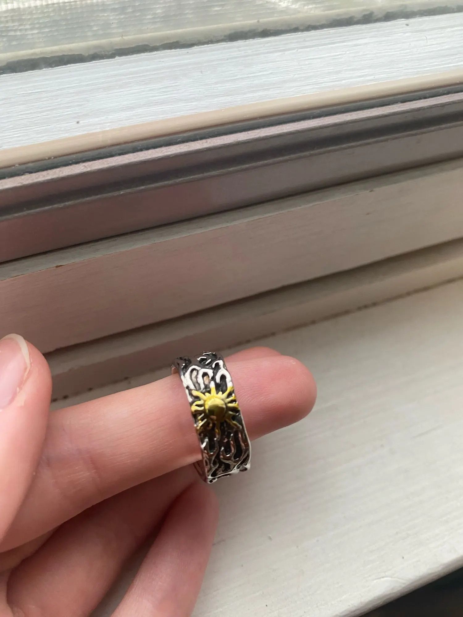 Vintage Resizable Retro Golden Sun Ring Size ONE SIZE - 2 Thumbnail