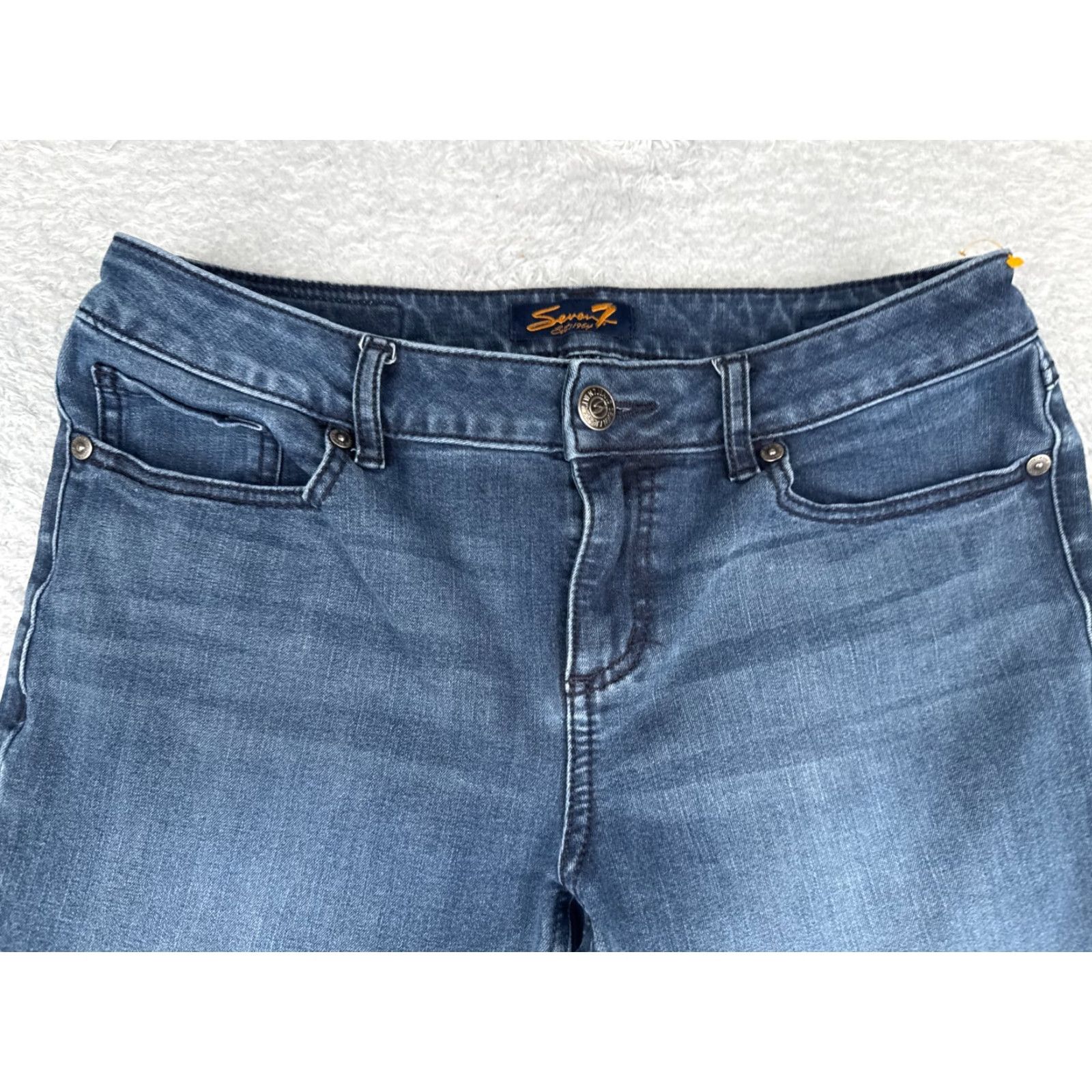 Vintage Seven7 Jeans Women Capri Skinny Mid Rise Blue Denim 31 Inseam 20 Cotton Blend 10 Size 32" / US 10 / IT 46 - 4 Thumbnail