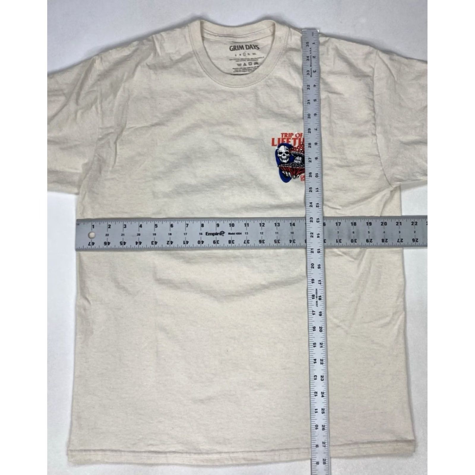 Vintage GRIM DAYS Grim Reaper Graphic T-shirt Men Large Shirt Short Sleeve Crew Neck Ivory Cotton Logo All Seasons 100% Authentic T-Shirt Mens L Size US L / EU 52-54 / 3 - 6 Thumbnail