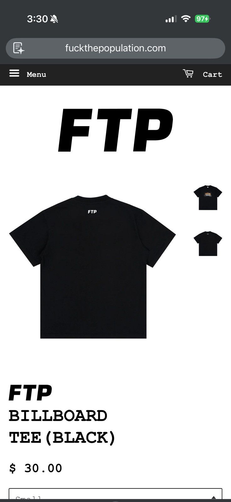 Fuck The Population FTP FUCK THE POPULATION BILLBOARD TEE - SCREAM - XL - BLACK Size US XL / EU 56 / 4 - 5 Thumbnail