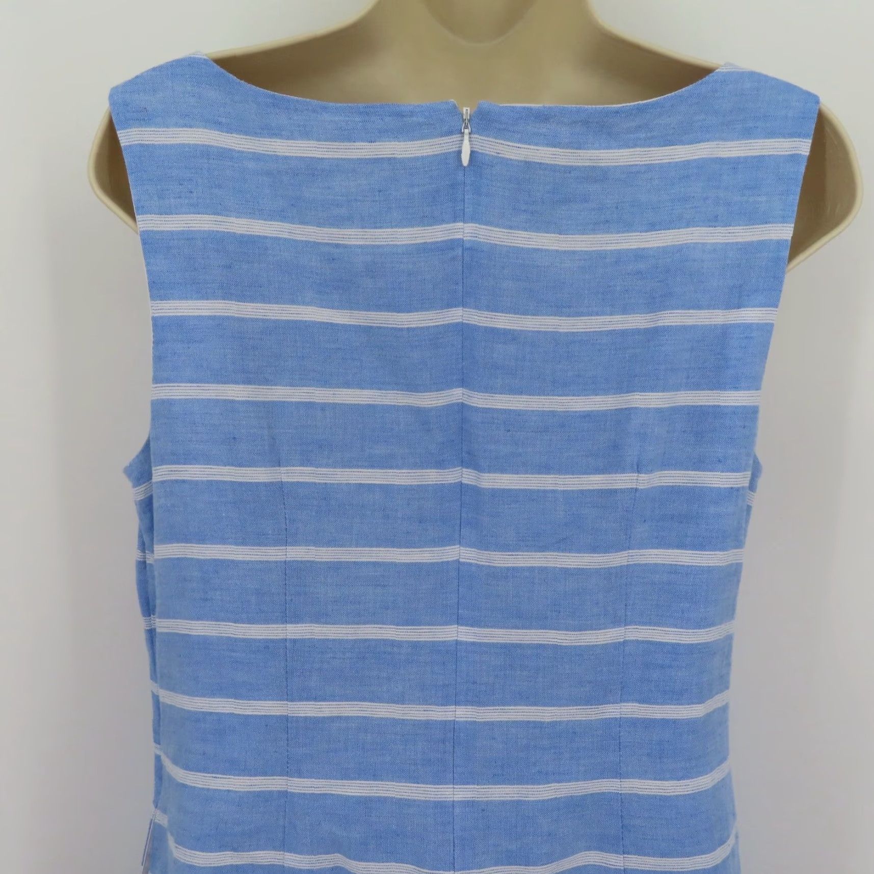Talbots Talbots Women Dress 8 Blue White Stripe Linen Blend Crochet Tunic Style Sheath Size M / US 6-8 / IT 42-44 - 6 Thumbnail