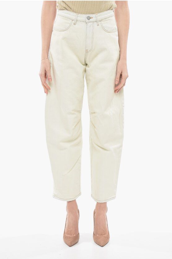 image of Palm Angels Bleached Wash Straight Fit Jeans in Beige, Women's (Size 27)