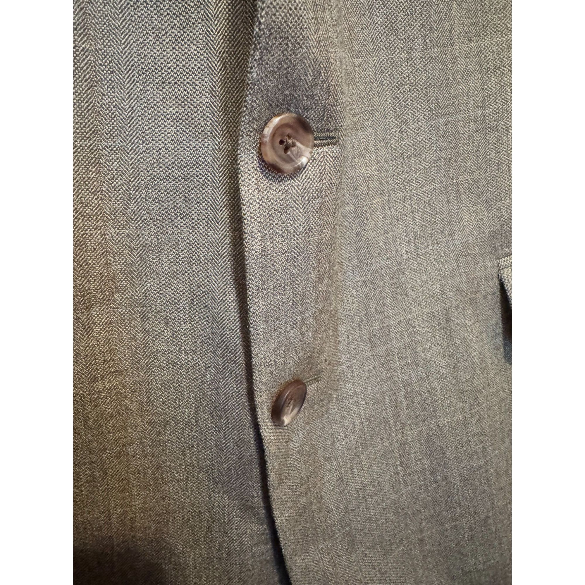 Lauren Ralph Lauren VTG Ralph Lauren Mens Tan Gray Sport Coat Blazer 48R Silk Wo Size 48R - 7 Thumbnail