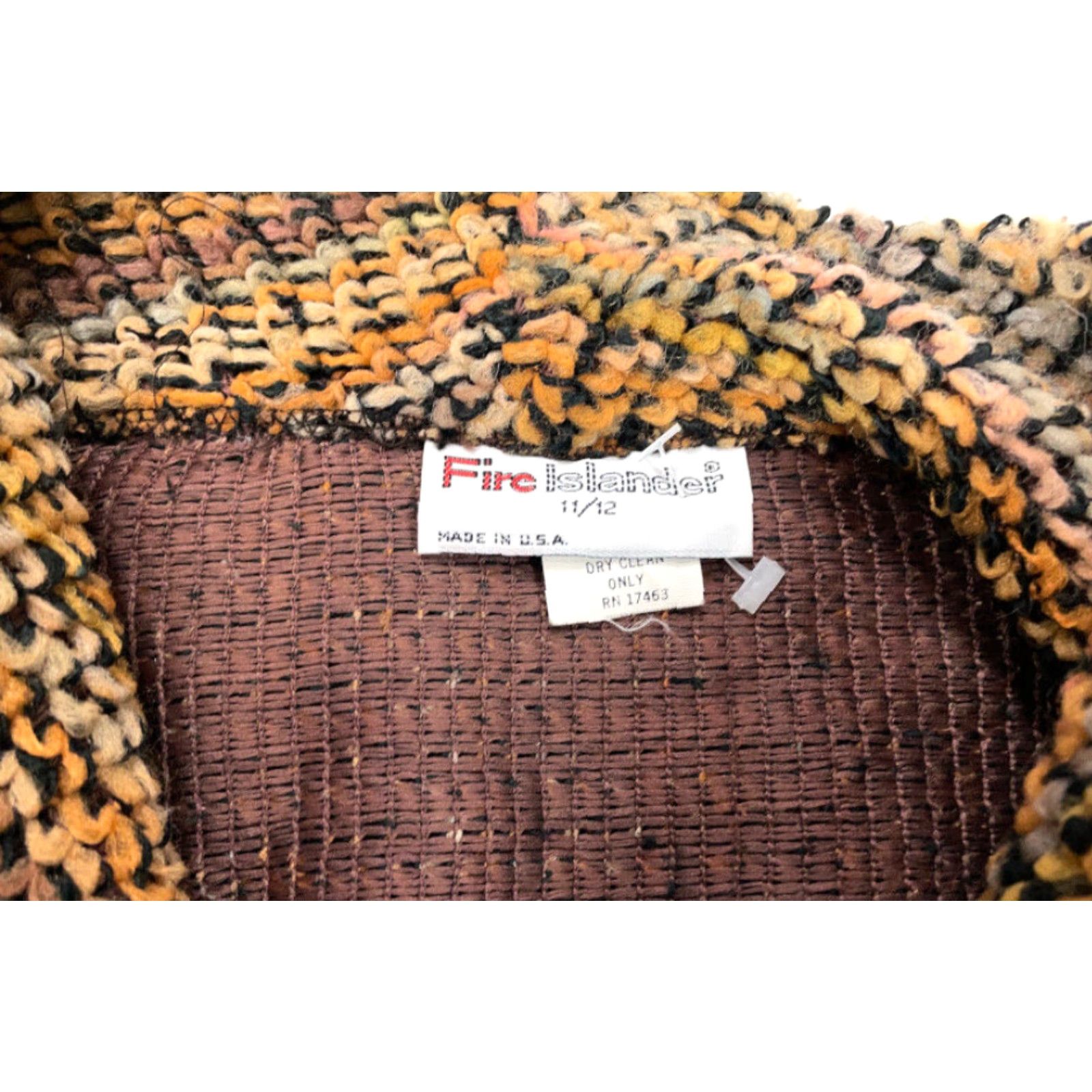 Vintage VTG 90s Orange Brown Deep Pile Cardigan Blazer Women's 12 Made USA Textured Fire Islander Knit Cardigan Size XL / US 12-14 / IT 48-50 - 4 Thumbnail