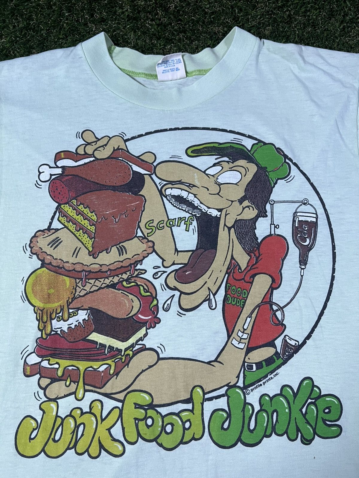 Junk Food Vintage 70s Junk Food Junkie Cartoon Graphic Mint Faded Tee Size US XL / EU 56 / 4 - 3 Thumbnail
