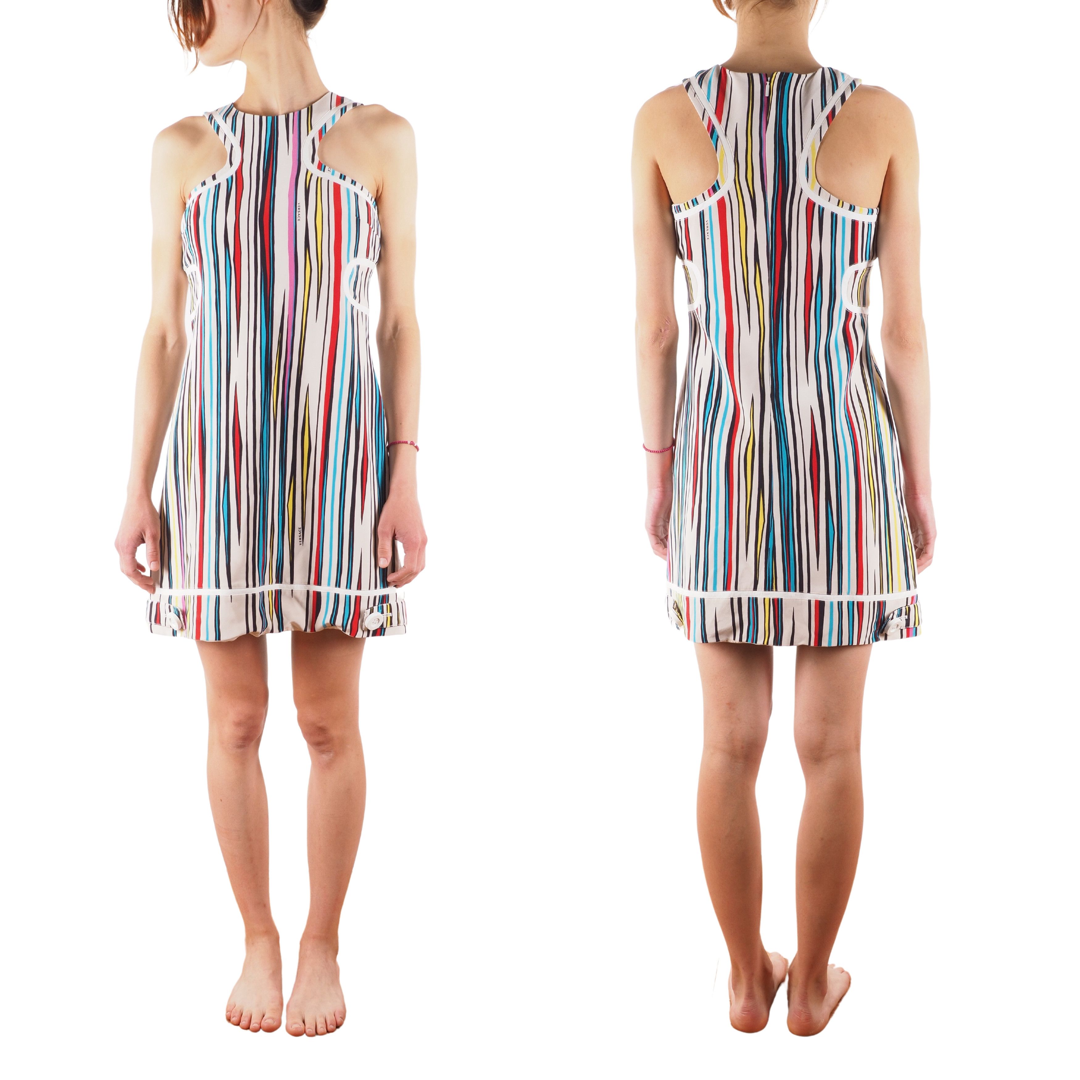 Versace Gianni Versace Silk Multicolor Striped Mini Dress Size M / US 6-8 / IT 42-44 - 3 Thumbnail