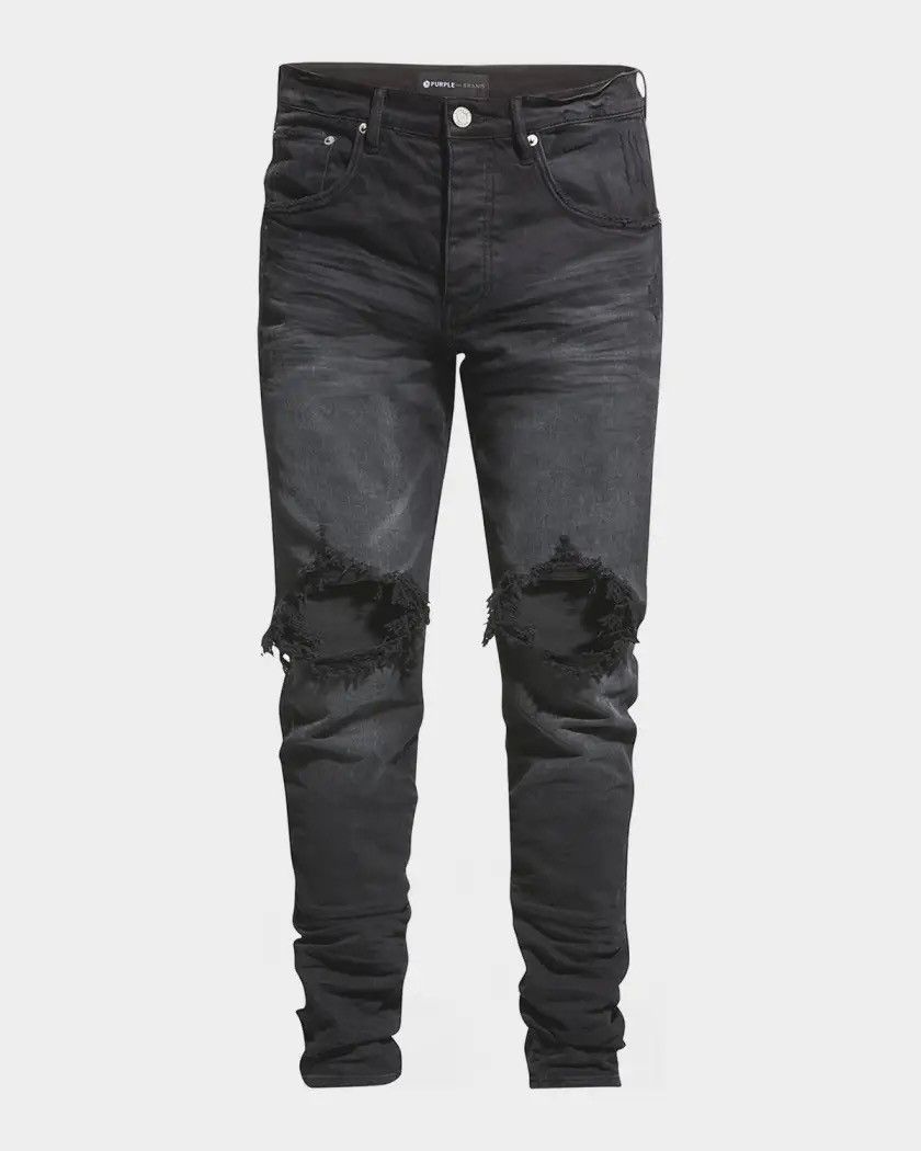 Purple Brand P002 Black Wash Knee Blowout Slim Jeans