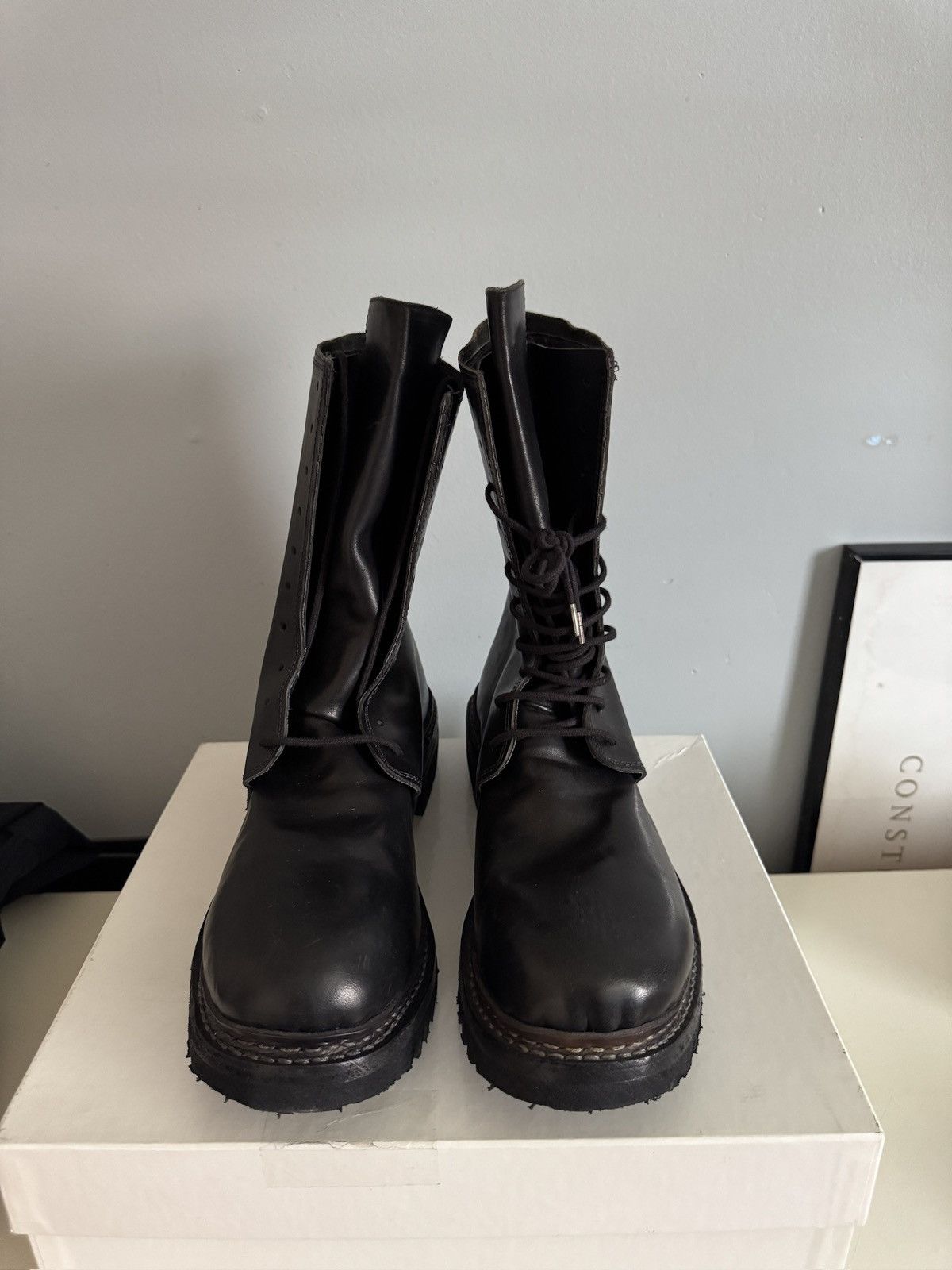 A1923 A Diciannoveventitre Combat Boots Lace Up Horse Leather Size US 11 / EU 44 - 3 Thumbnail