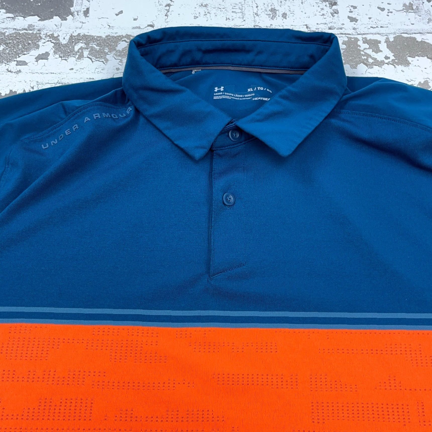 Under Armour Under Armour Polo Shirt Men XL Orange Blue Loose Fit Performance Polo Shirt Athletic Sun 90s Size US XL / EU 56 / 4 - 4 Thumbnail