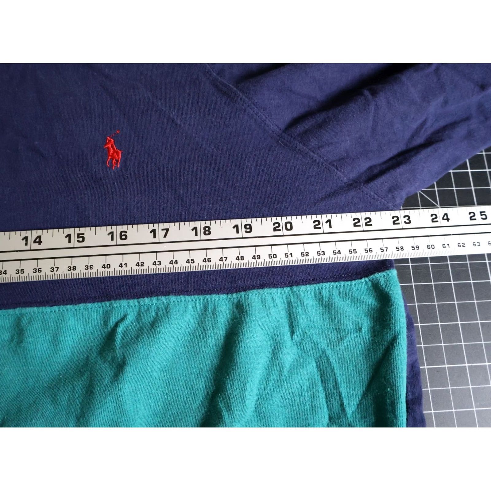 Ralph Lauren VINTAGE Ralph Lauren Hooded T-Shirt Striped Men XL Blue Green USA Polo Size US XL / EU 56 / 4 - 5 Thumbnail