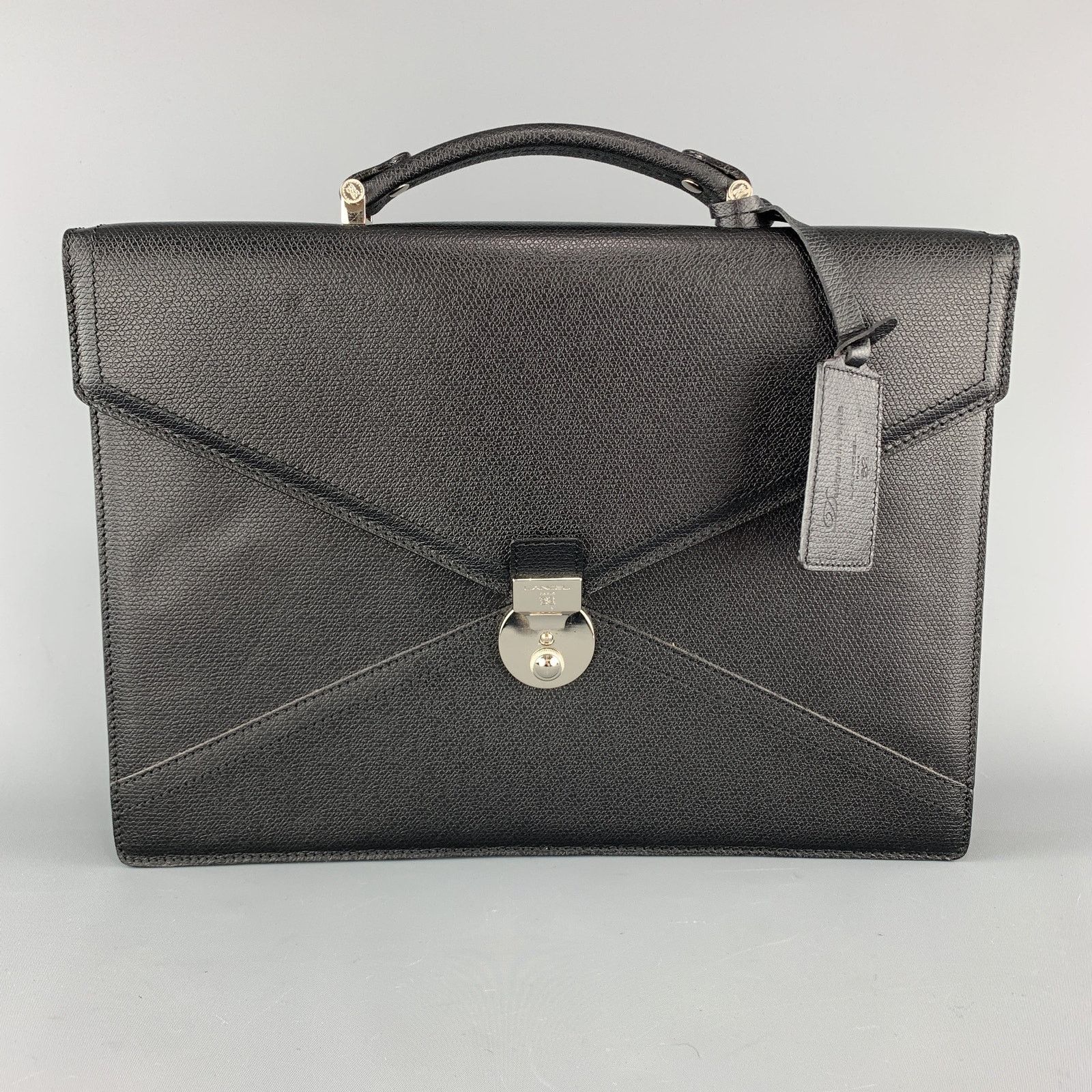 Lancel LANCEL Black Textured Leather Envelope Briefcase Size ONE SIZE - 1 Thumbnail