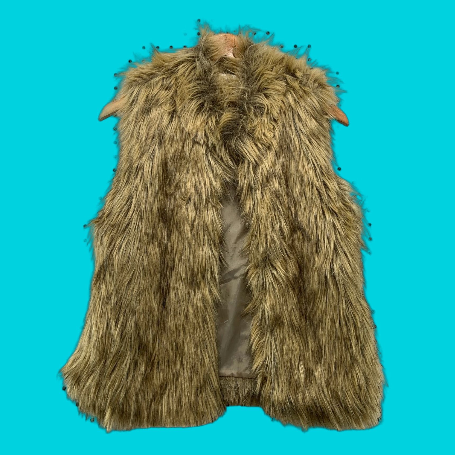 Vintage Ci Sono Vest Women M Brown Faux Fur Boho Glam Rockstar Festival Layering Shaggy Size M / US 6-8 / IT 42-44 - 1 Thumbnail