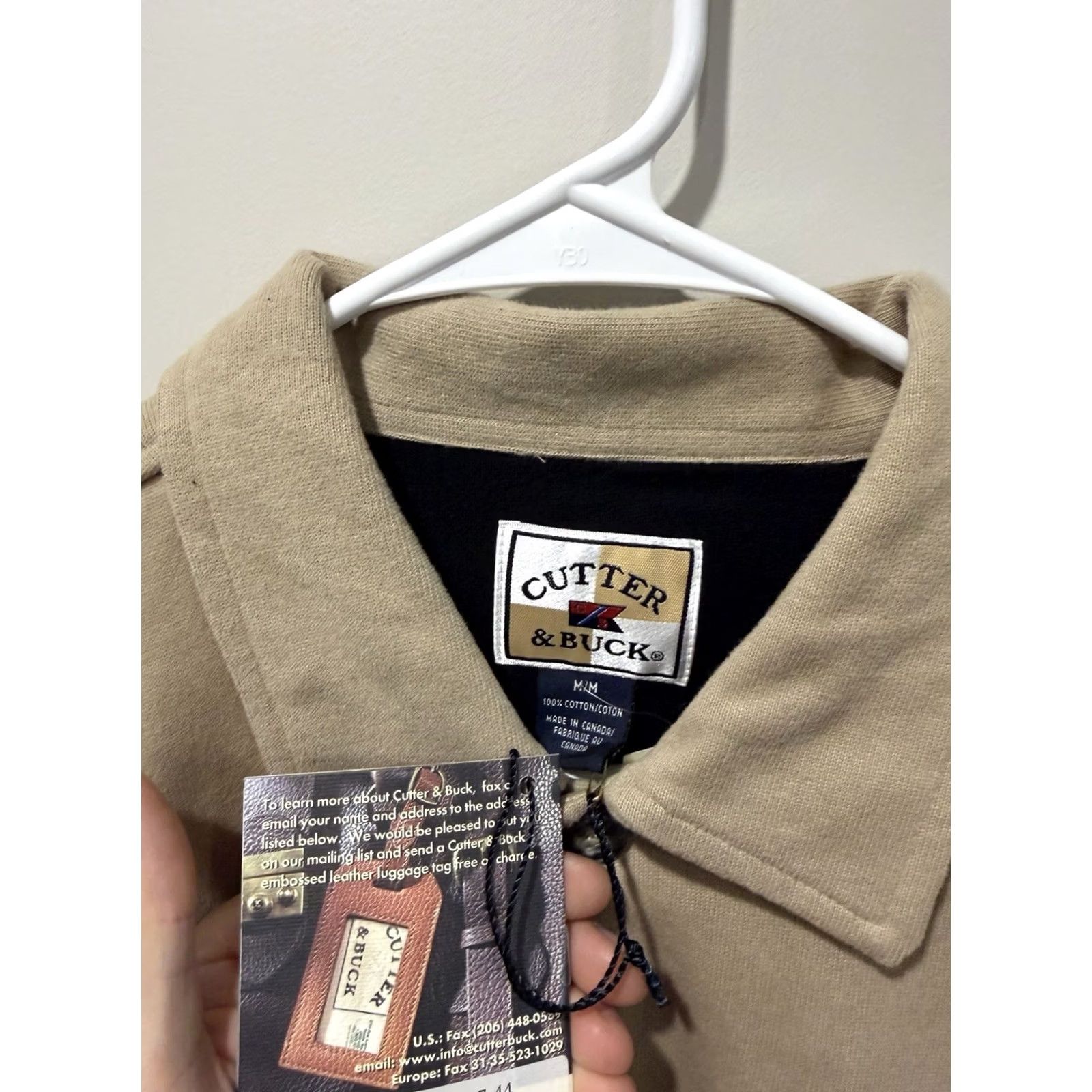Cutter & Buck Cutter & Buck Golf Shirt Men’s Medium Tan Suede Button Size US M / EU 48-50 / 2 - 3 Thumbnail