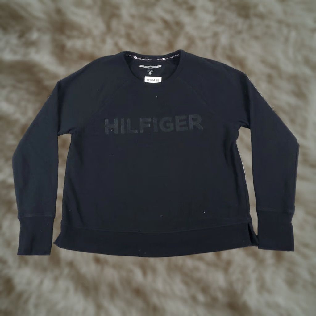 Tommy Hilfiger Tommy Hilfiger Pullover Sweater Womens Large Black Long Sleeve Crew Neck Cotton Blend Size L / US 10 / IT 46 - 1 Thumbnail