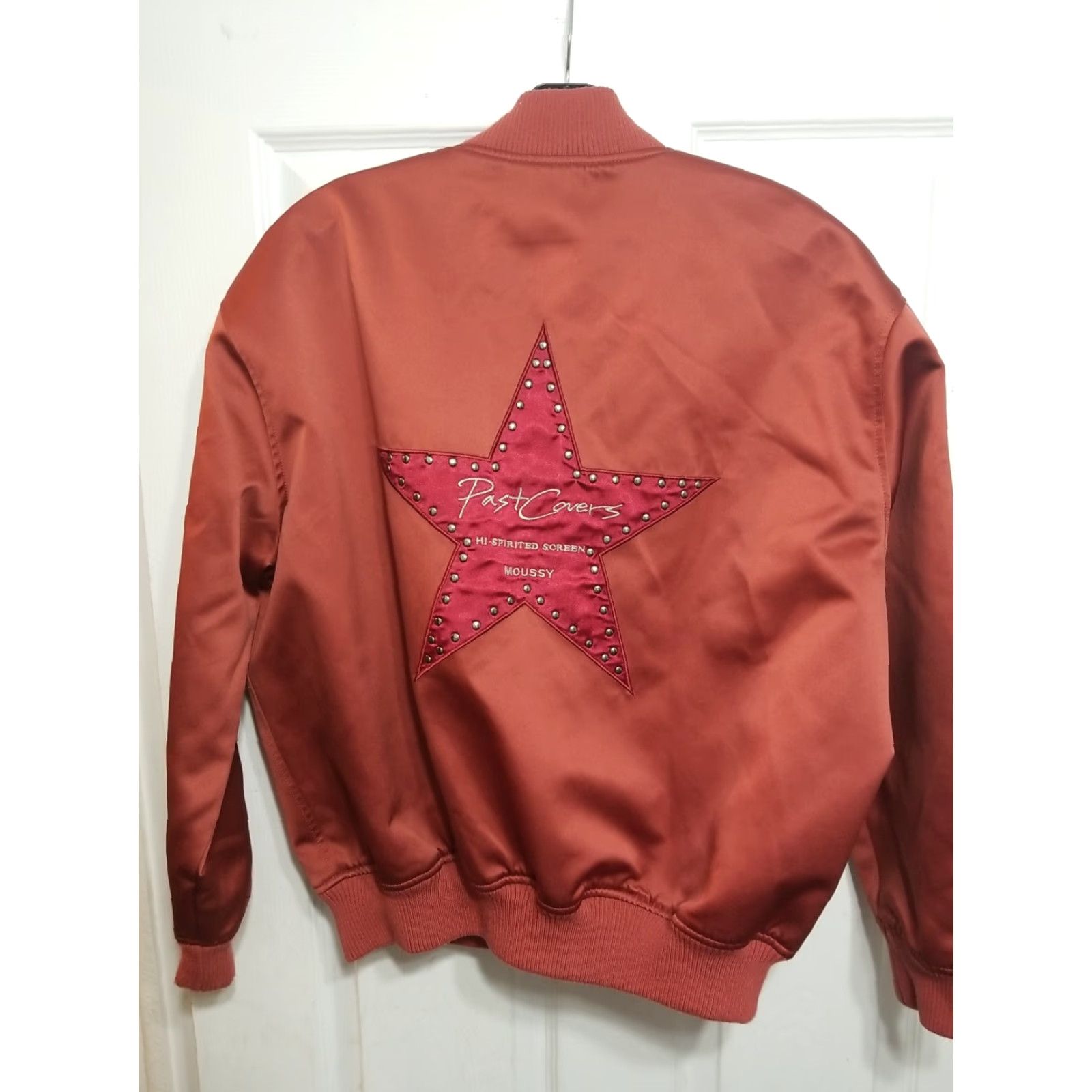 MOUSSY VINTAGE Moussy Jacket Past Covers Bomber jacket Women's One Size FREE Jackets Short Sleeve Red MOUSSY Past Covers Womens Regular One Size Jacket Size ONE SIZE - 4 Thumbnail