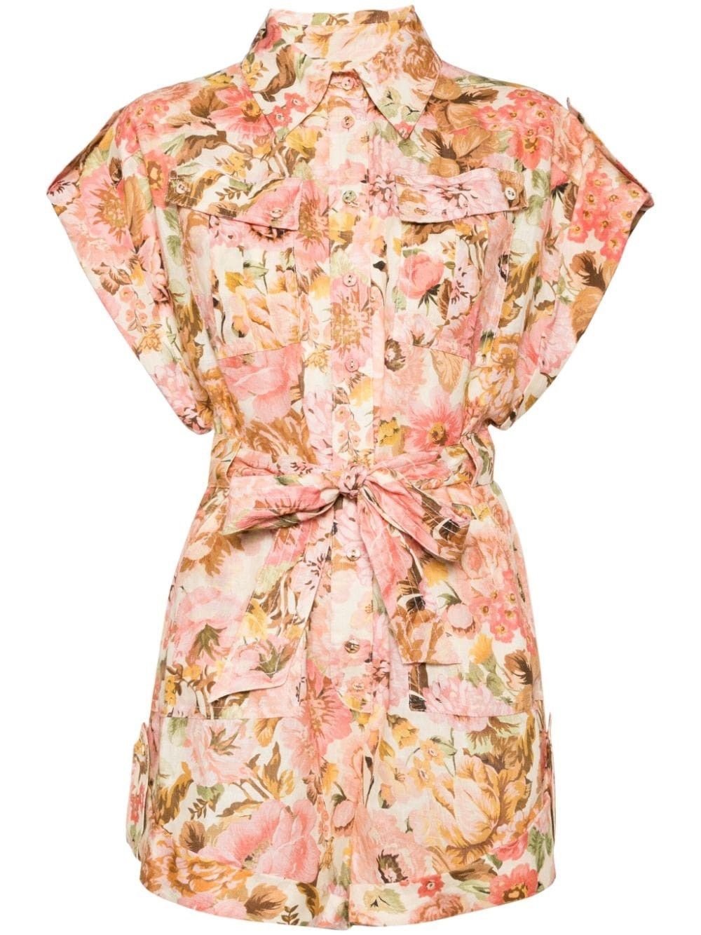 Zimmermann o1s22i1n1024 Short Floral Linen Jumpsuit in Multicolor Size 30" / US 8 / IT 44 - 1 Thumbnail
