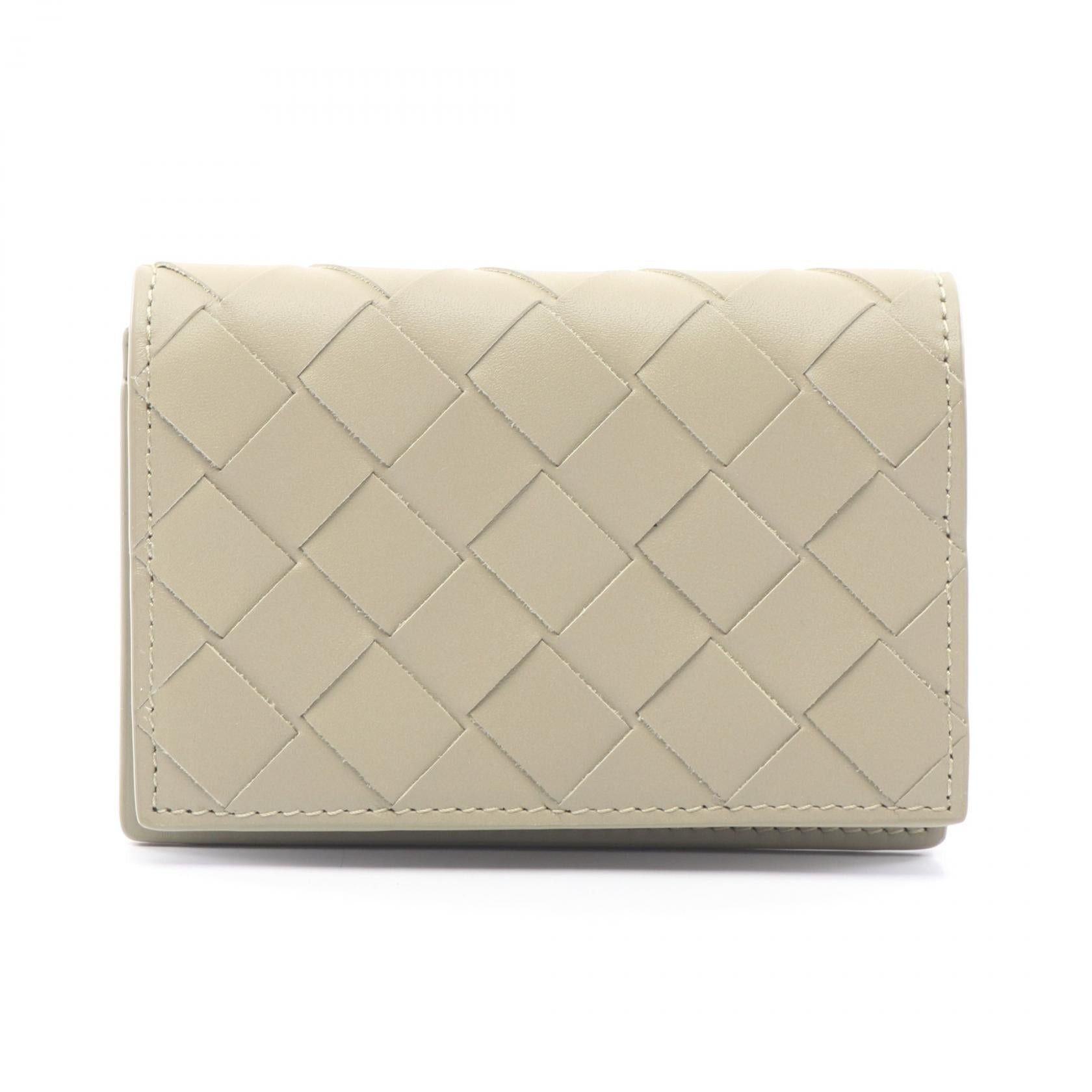 Bottega Veneta Bottega Veneta Intrecciato Card Case Leather Beige Size ONE SIZE - 1 Thumbnail