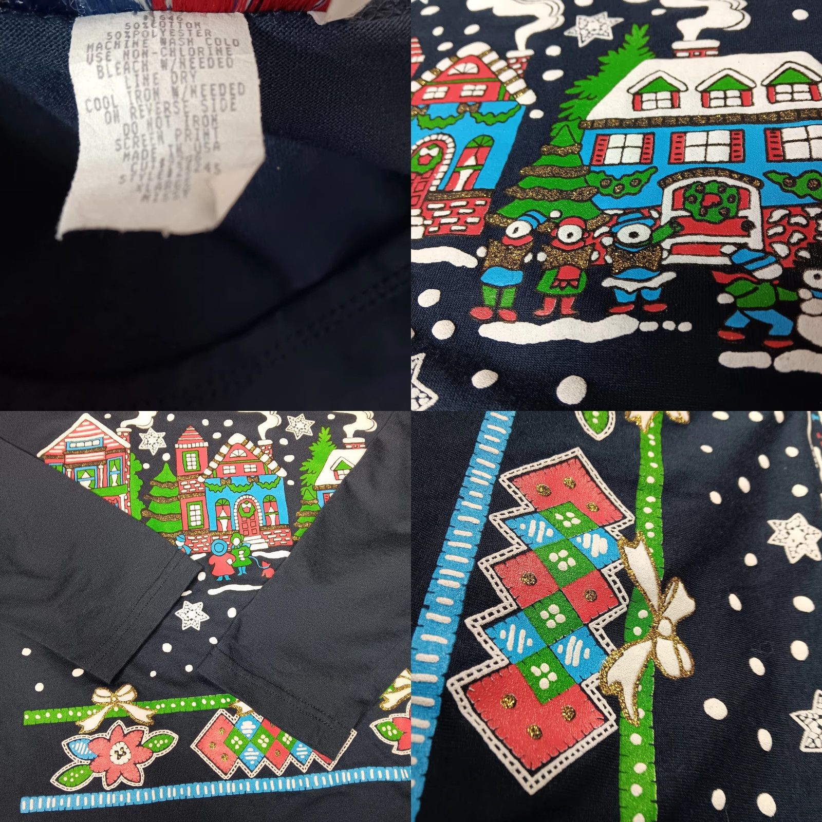 Vintage VINTAGE Bedford Fair Womens Long Sleeve Knit Christmas Shirt XL Winter Holiday Glitter Blue Size XL / US 12-14 / IT 48-50 - 8 Thumbnail