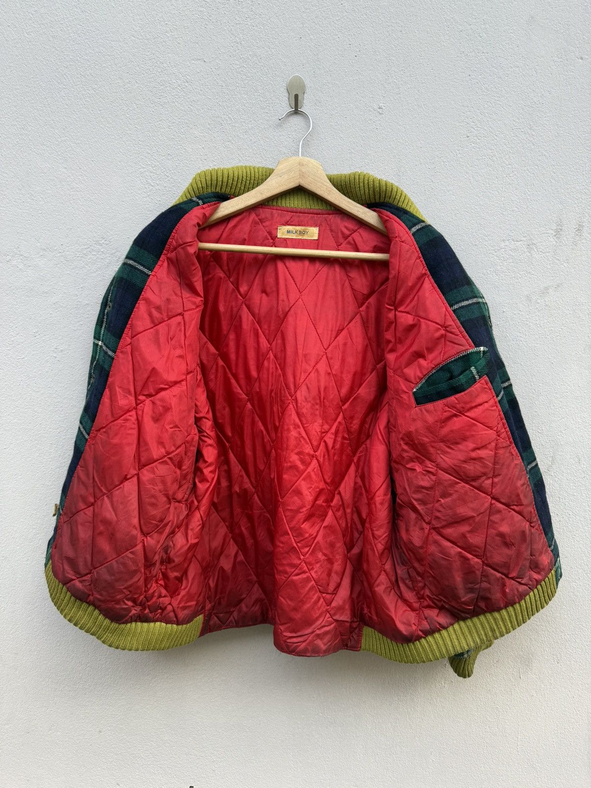Seditionaries VTG 80s-90s MILKBOY Plaid Boxy Wool Quilted Bomber Jacket Size US L / EU 52-54 / 3 - 10 Thumbnail