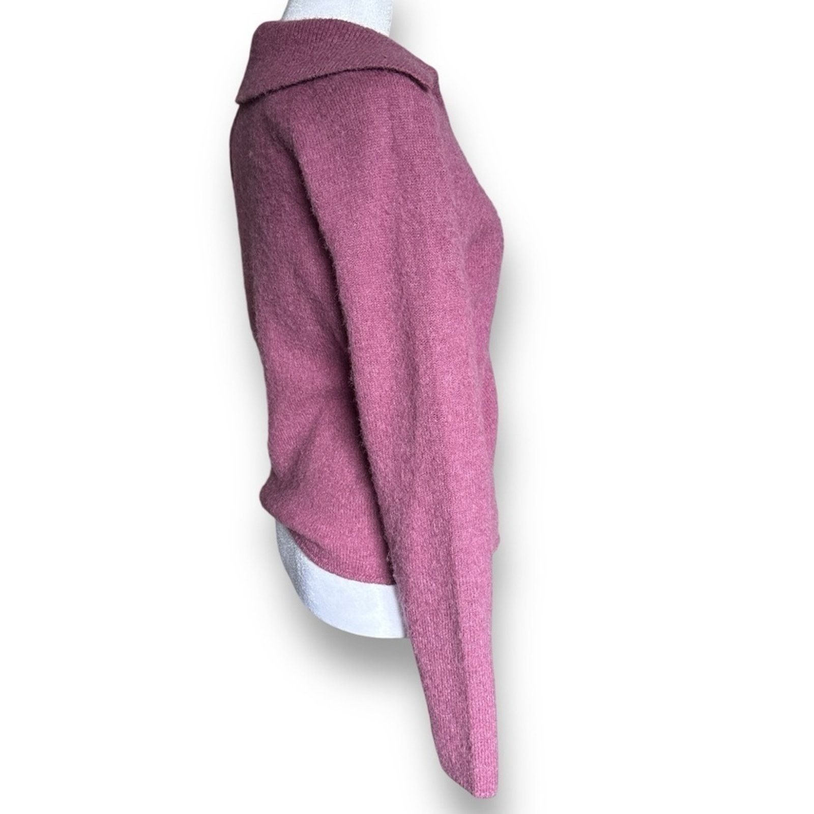 Vince VINCE Brushed V Neck Polo Alpaca & Wool-Blend Sweater Pink S Size S / US 4 / IT 40 - 10 Thumbnail