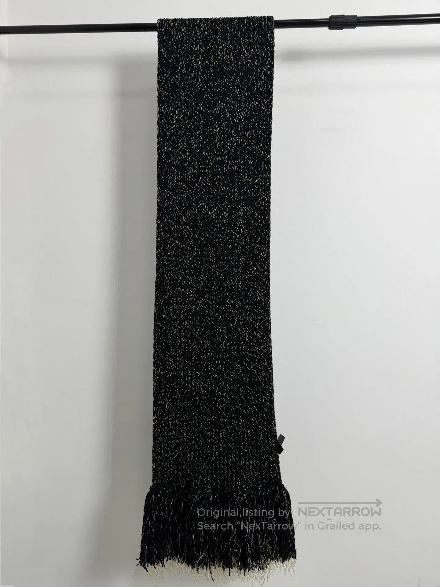 Saint Laurent Paris Saint Laurent Black Gold Blended Wool Scarf. Size ONE SIZE - 1 Thumbnail