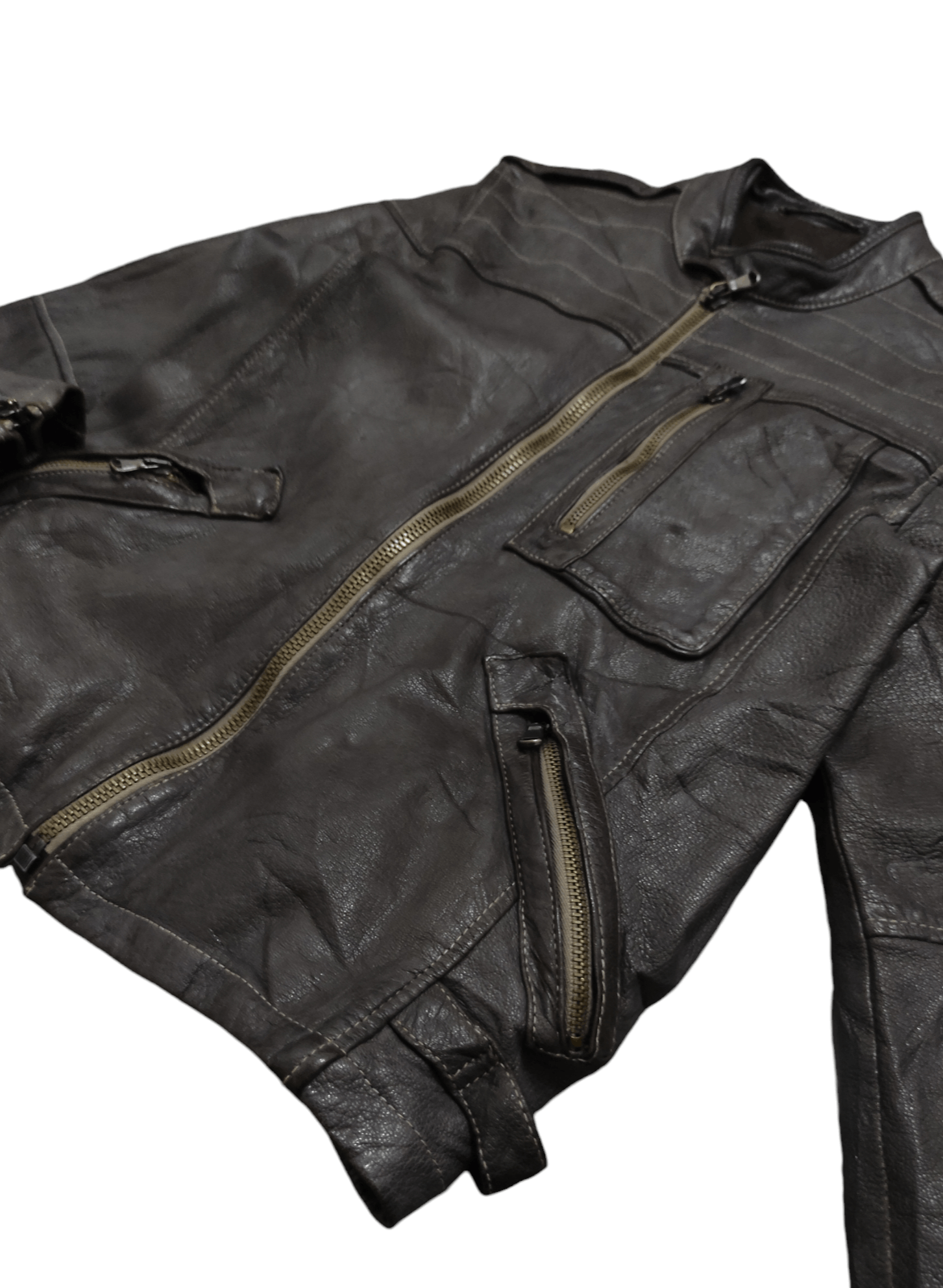GAS × Japanese Brand Gas Jeans cafe racer leather jacket Size US M / EU 48-50 / 2 - 5 Thumbnail
