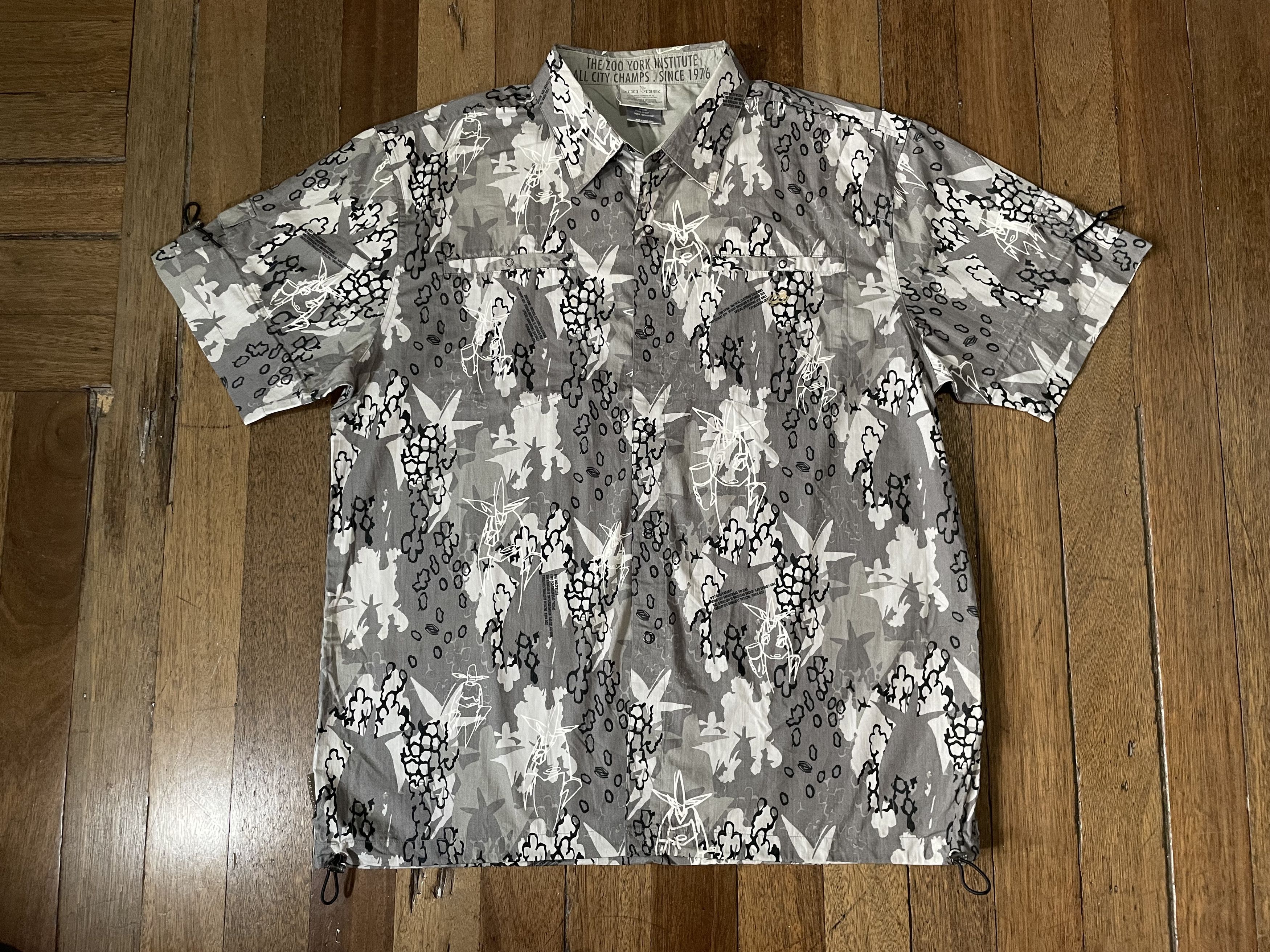 image of Futura Laboratories X Zoo York Camo Snap Button Up in Gray Camo, Men's (Size XL)