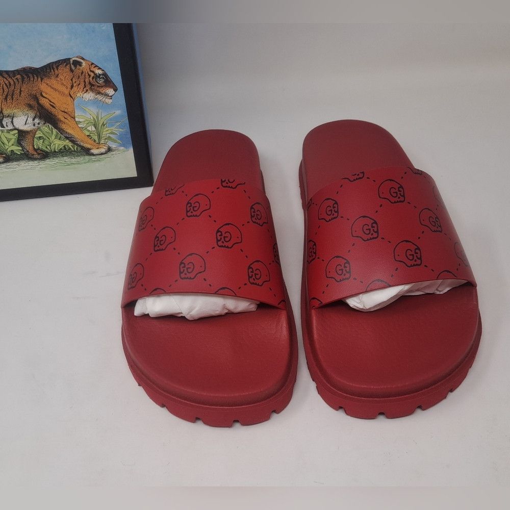 Gucci NWT Gucci Women's Slides Sandals Ghost Hamlet Skull Red Cal Size US 6 / IT 36 - 8 Thumbnail