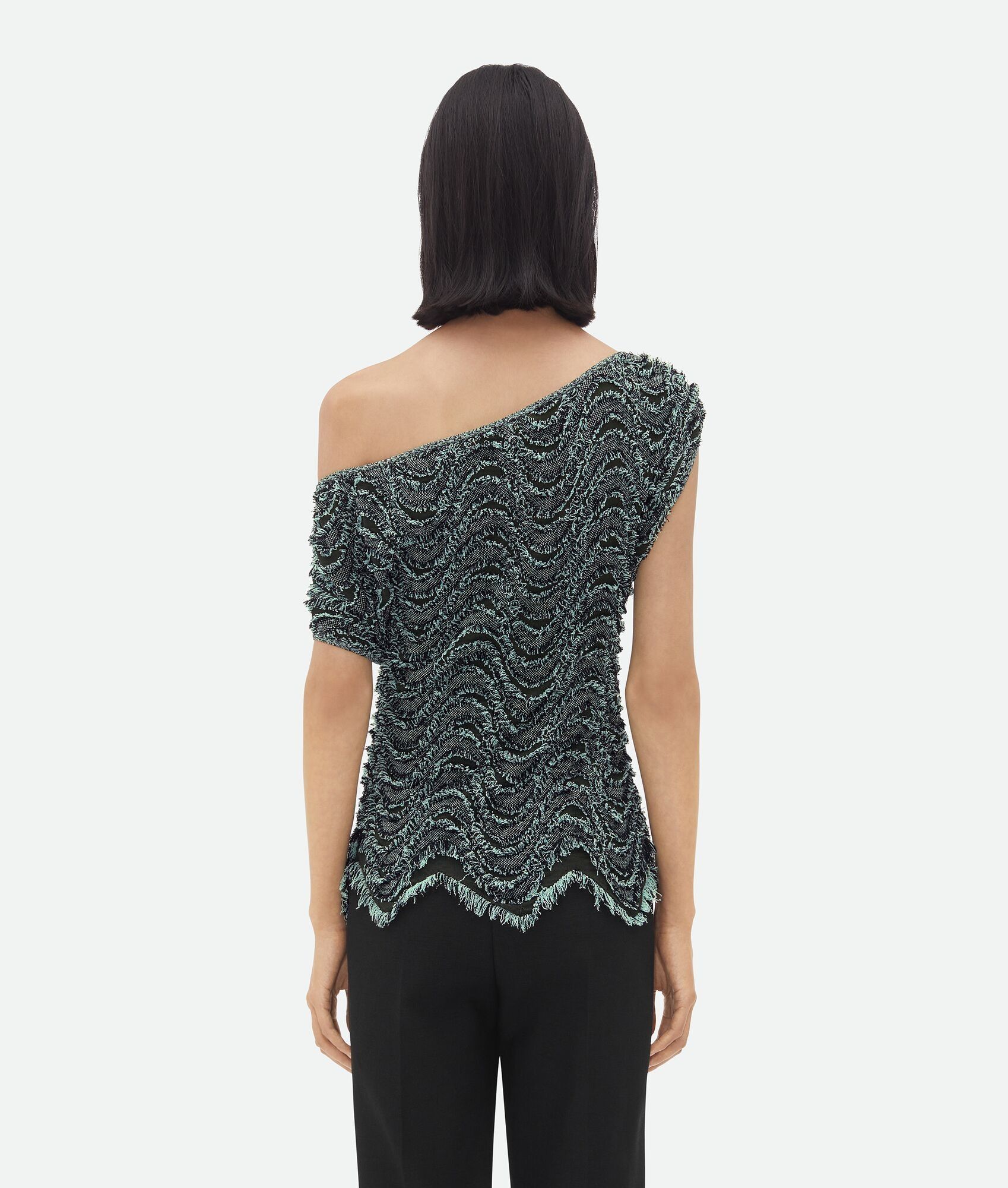 Bottega Veneta o1bcso1str0725 Textured Viscose Top With Weaved Fringes Size L / US 10 / IT 46 - 3 Thumbnail