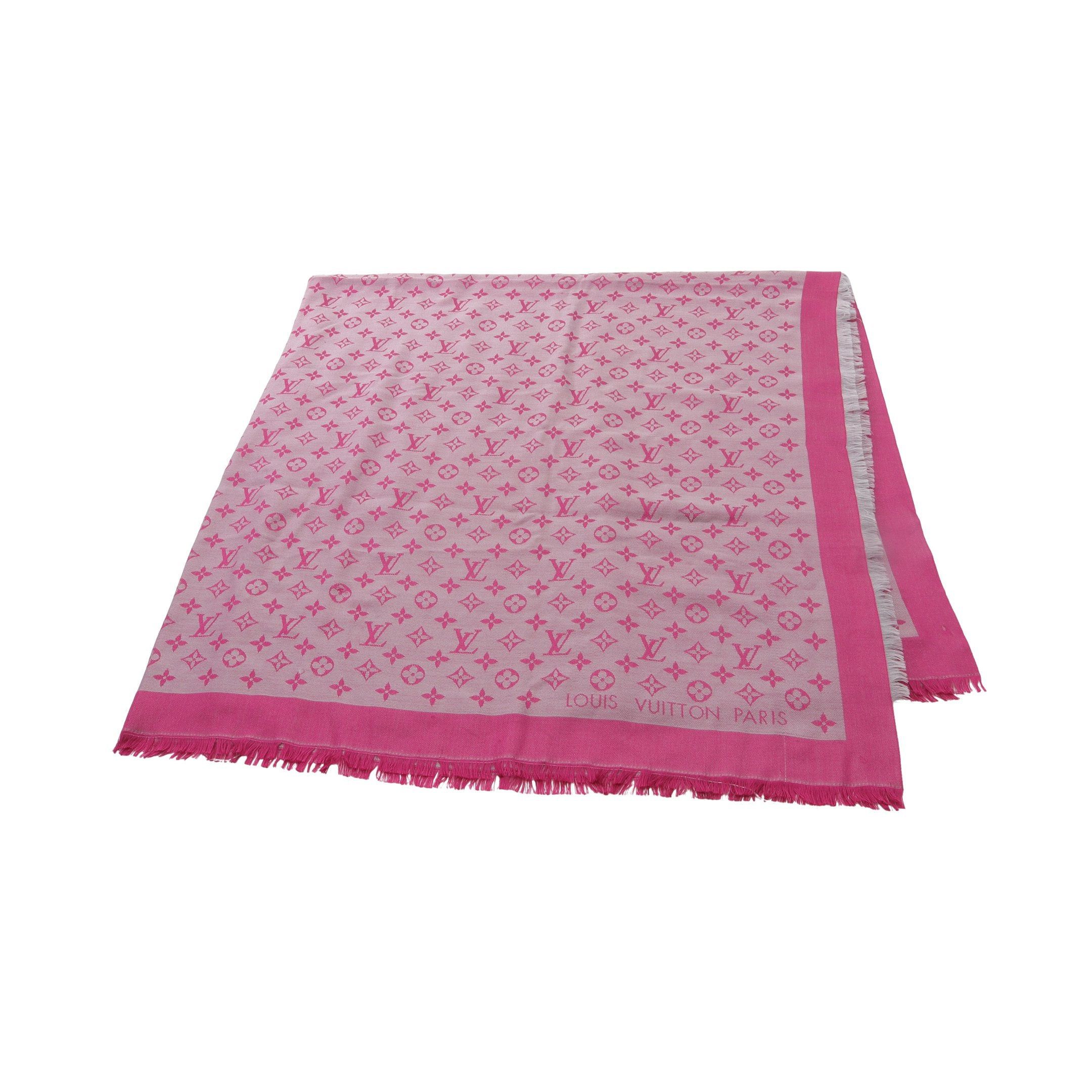 Louis Vuitton Louis Vuitton Monogram Shawl Stall Silk Wool Pink Purple Size ONE SIZE - 1 Thumbnail