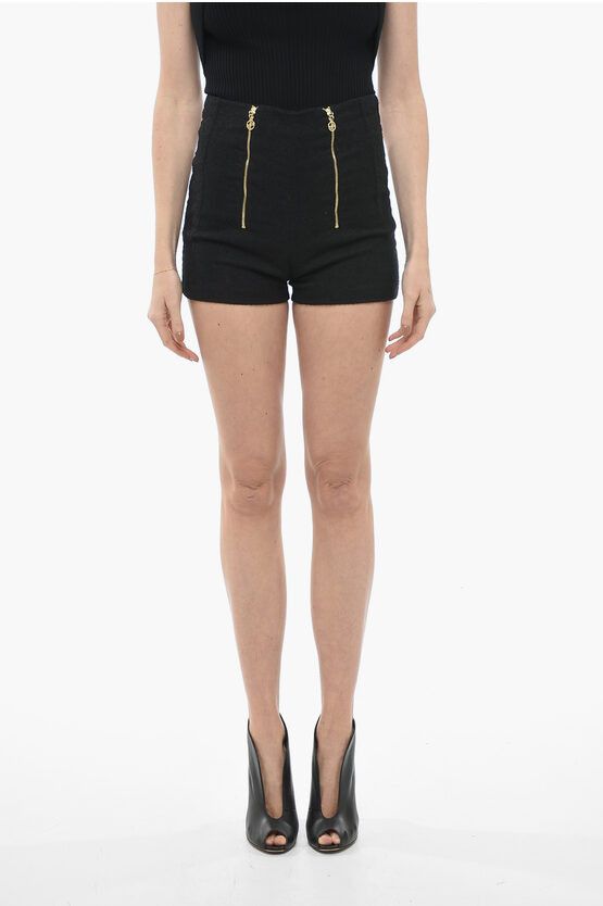 image of Patou Cotton Blend Shorts With Double Zip in Black, Women's (Size 27)