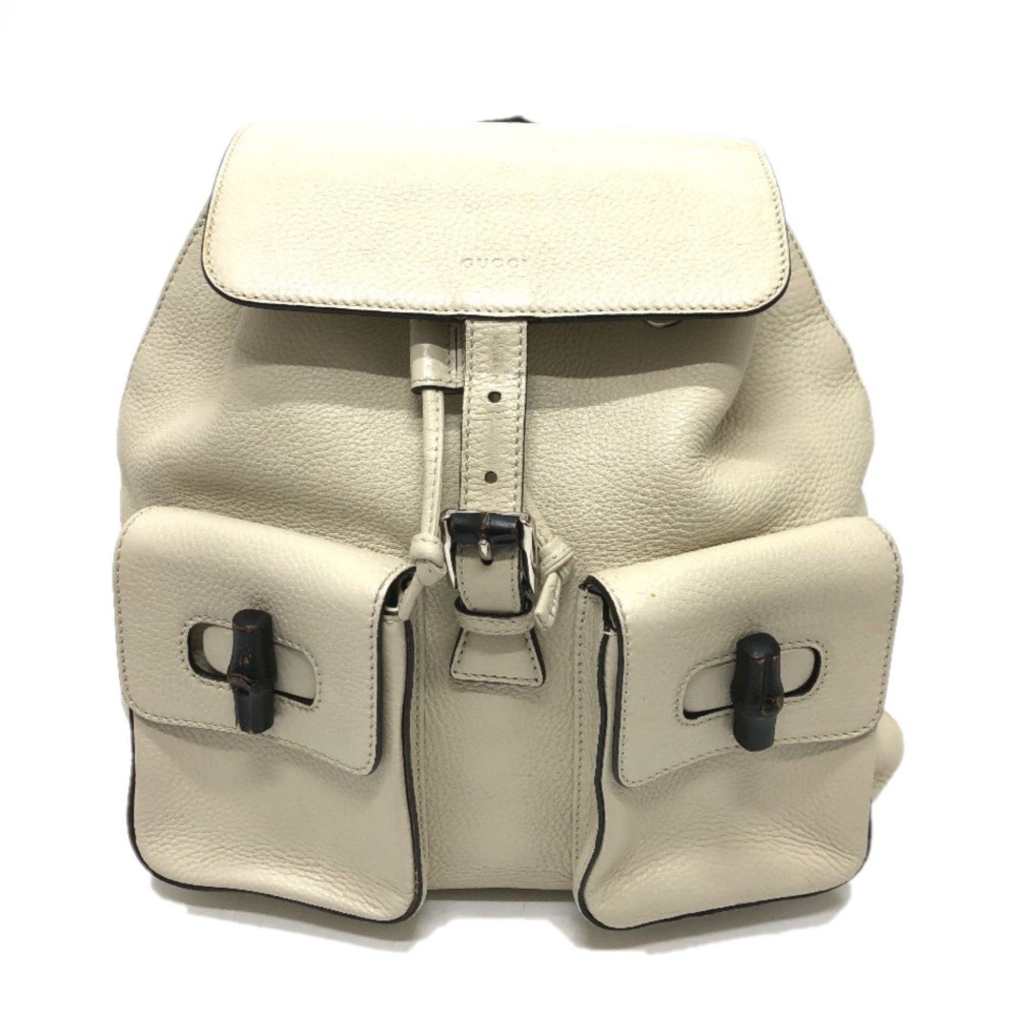 Gucci Gucci 370833 Bamboo Backpack WhiteBased SilverHardware Size ONE SIZE - 1 Thumbnail